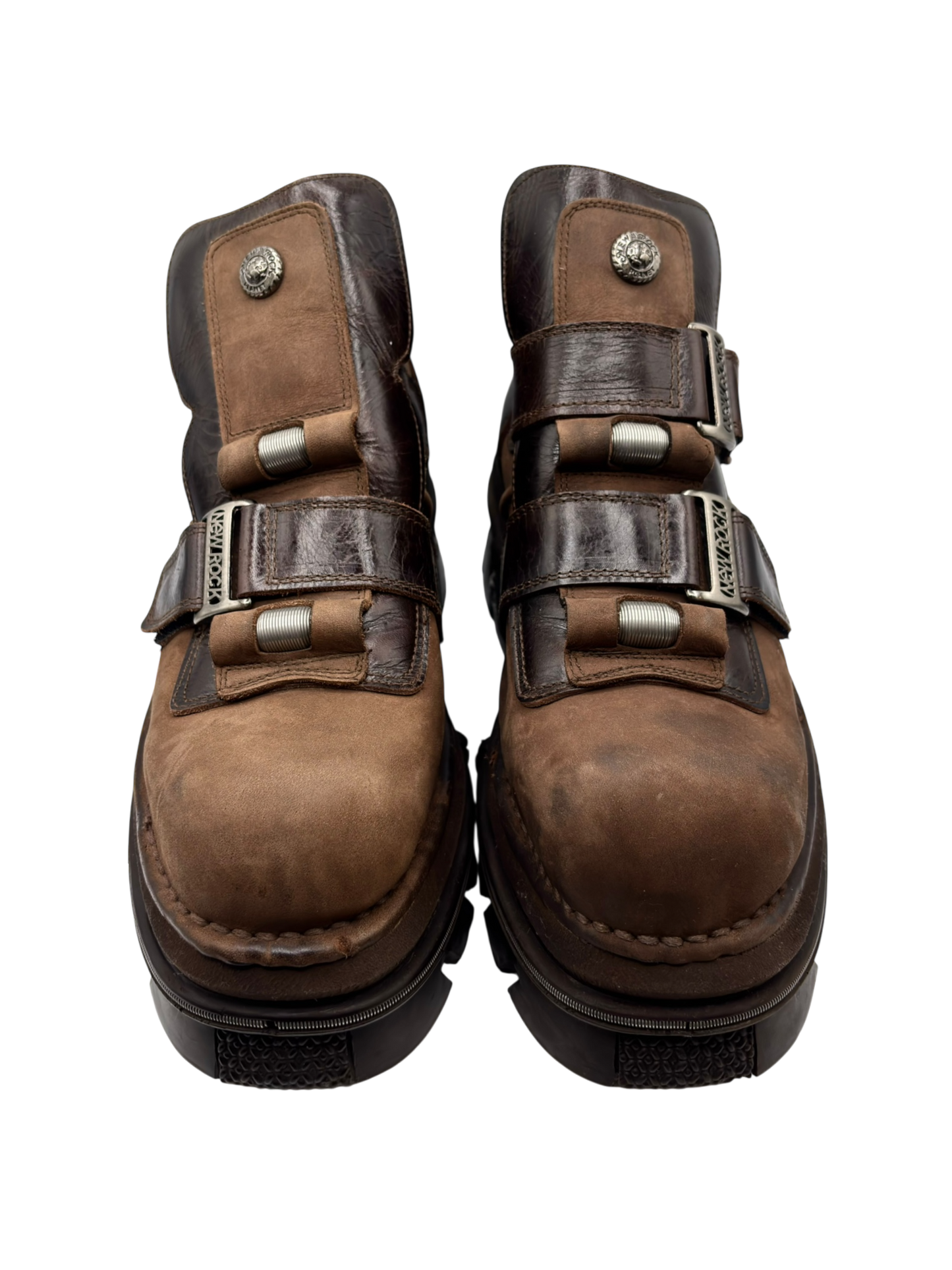 Vintage New Rock brown buckle platform boots size 45