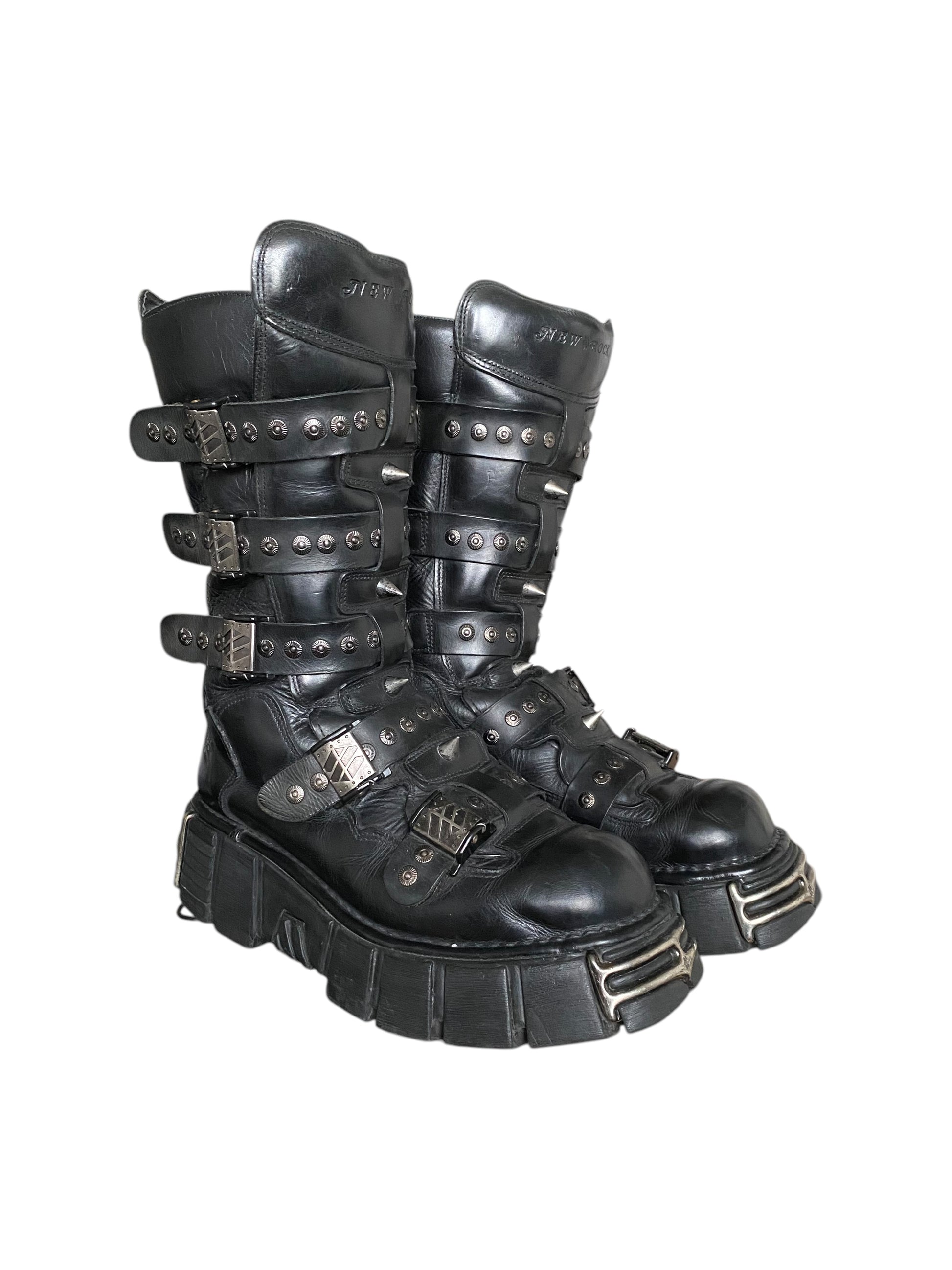 Vintage New Rock studded platform boots size 46
