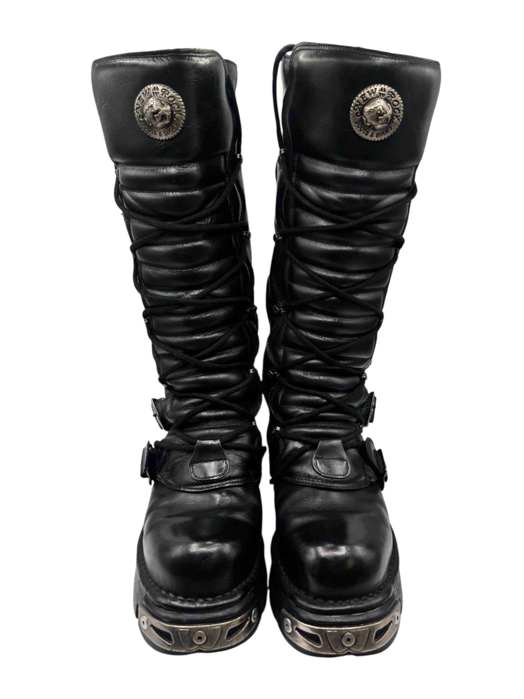 Vintage New Rock knee high reactor leather boots size 41