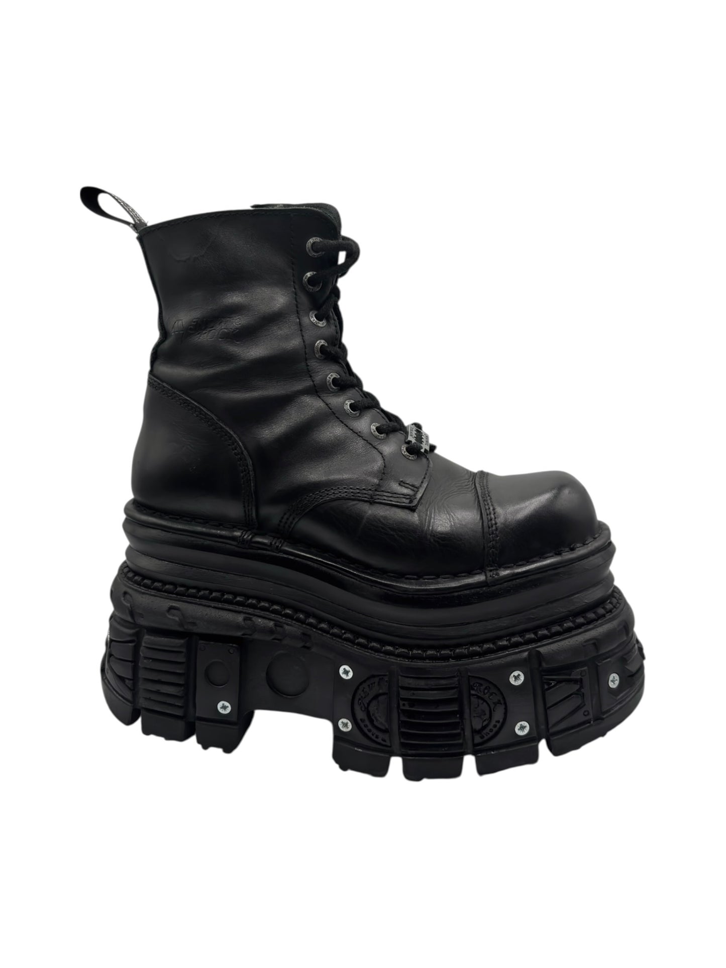 New Rock mega platform techno leather boots