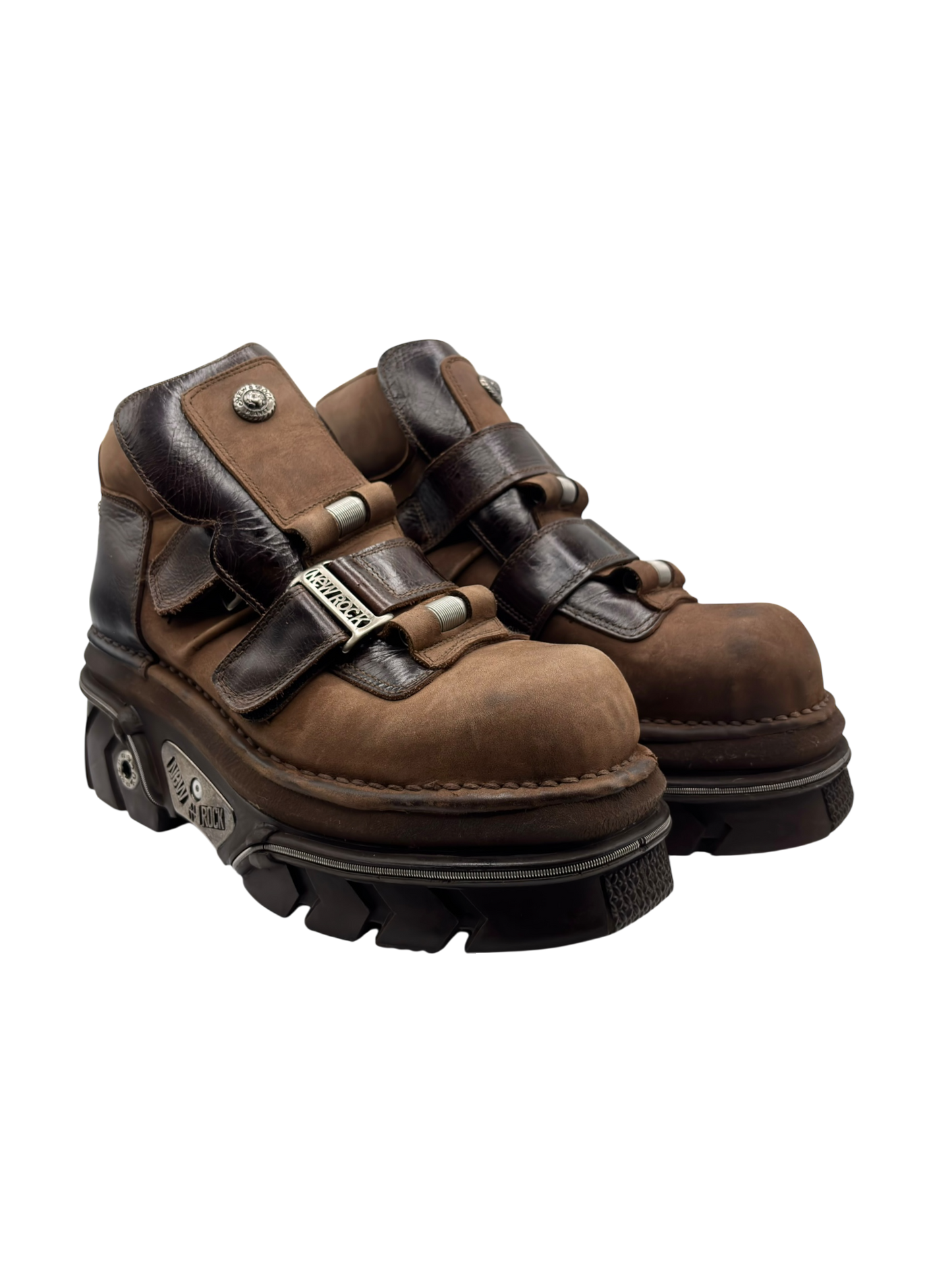 Vintage New Rock brown buckle platform boots size 45