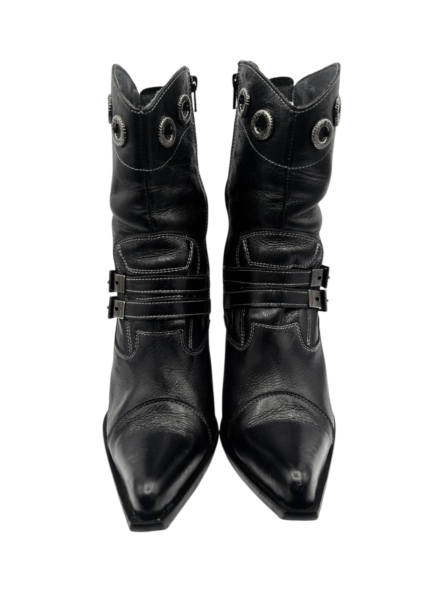 Vintage New Rock leather witch heels size 40