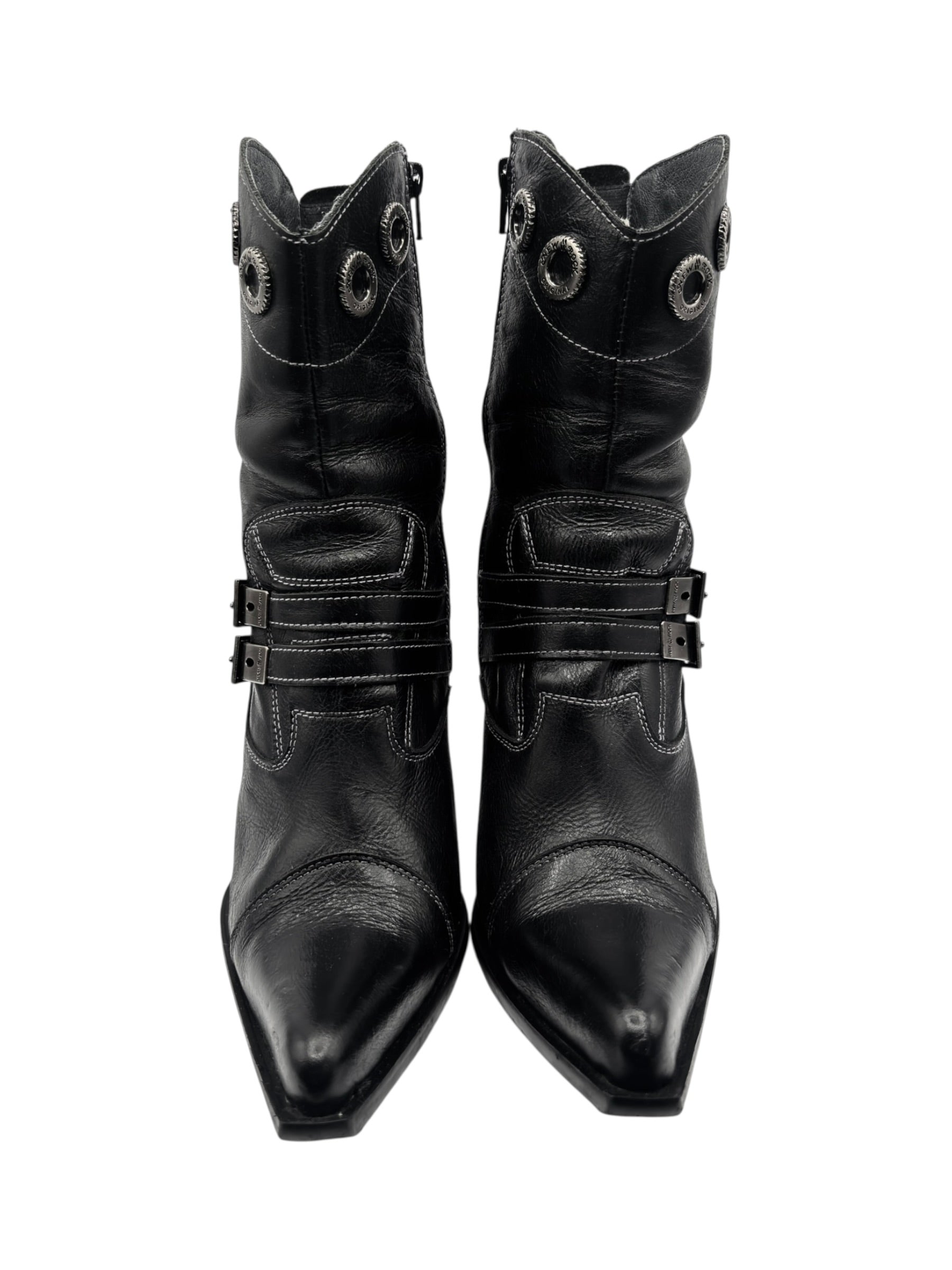 Vintage New Rock leather witch heels size 40