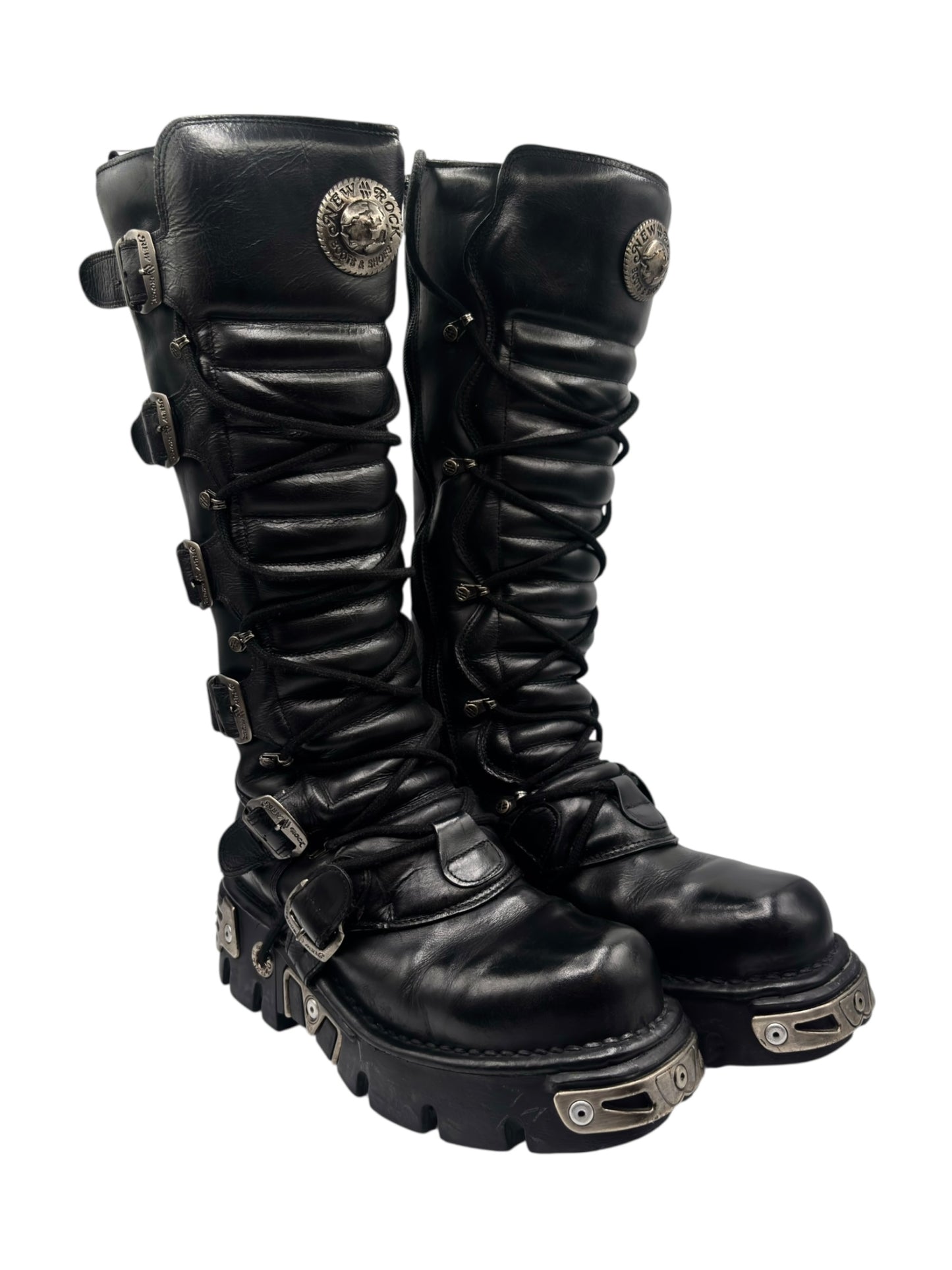 Vintage New Rock knee high reactor leather boots size 41