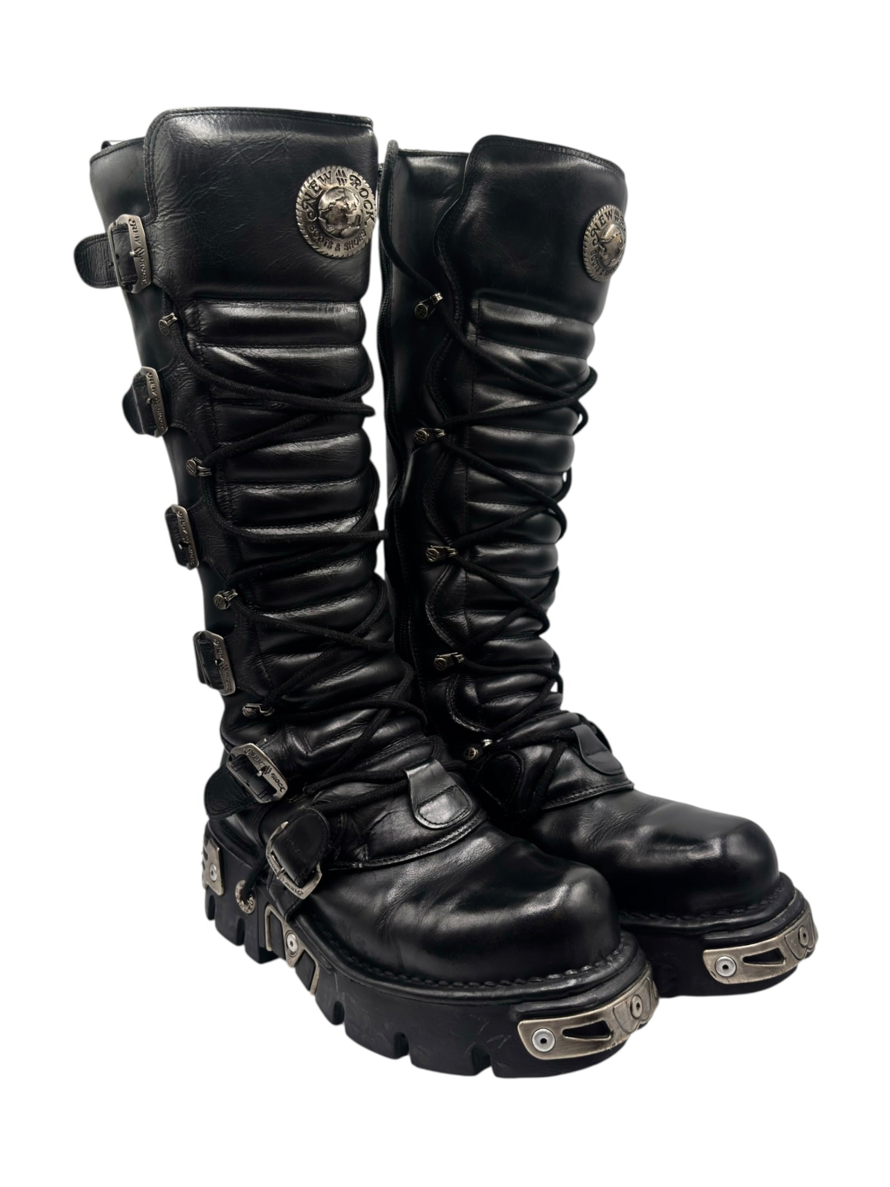 Vintage New Rock knee high reactor leather boots size 41