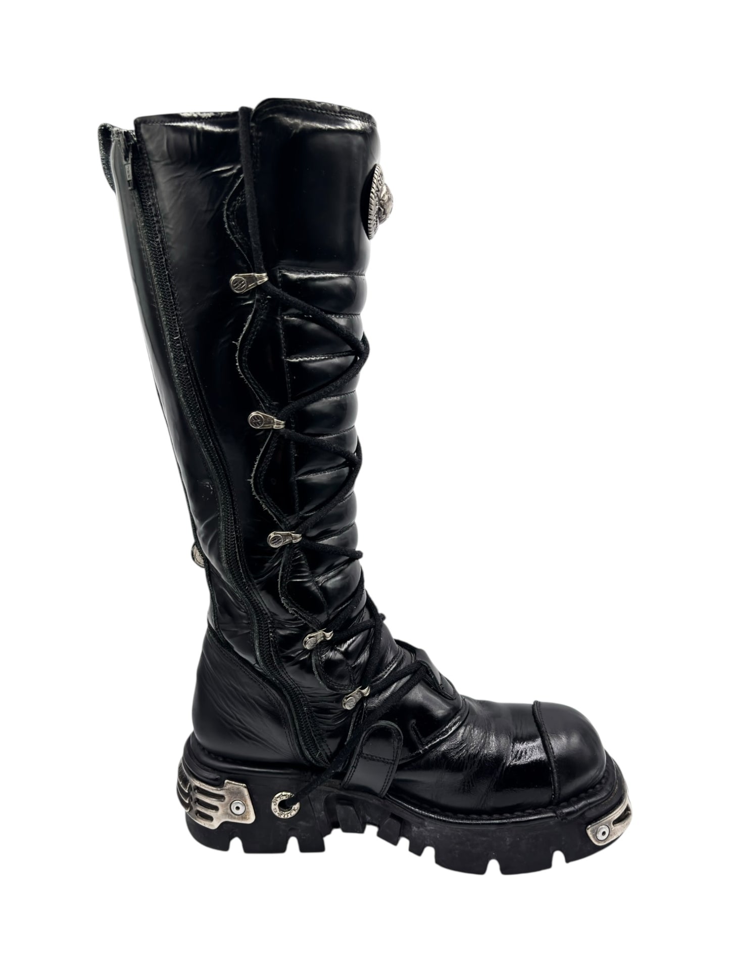 Vintage New Rock knee high reactor leather boots size 42