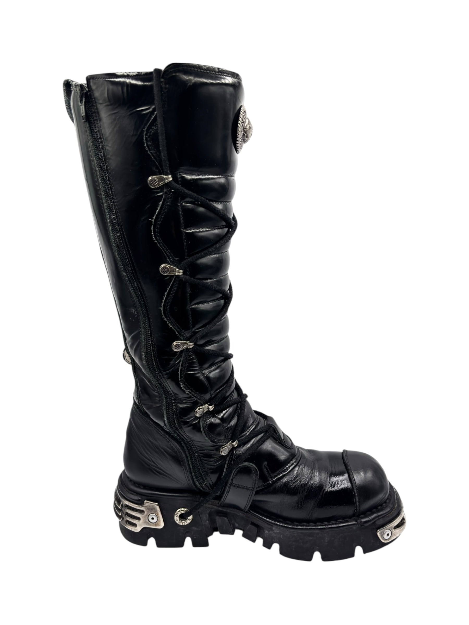 Vintage New Rock knee high reactor leather boots size 42