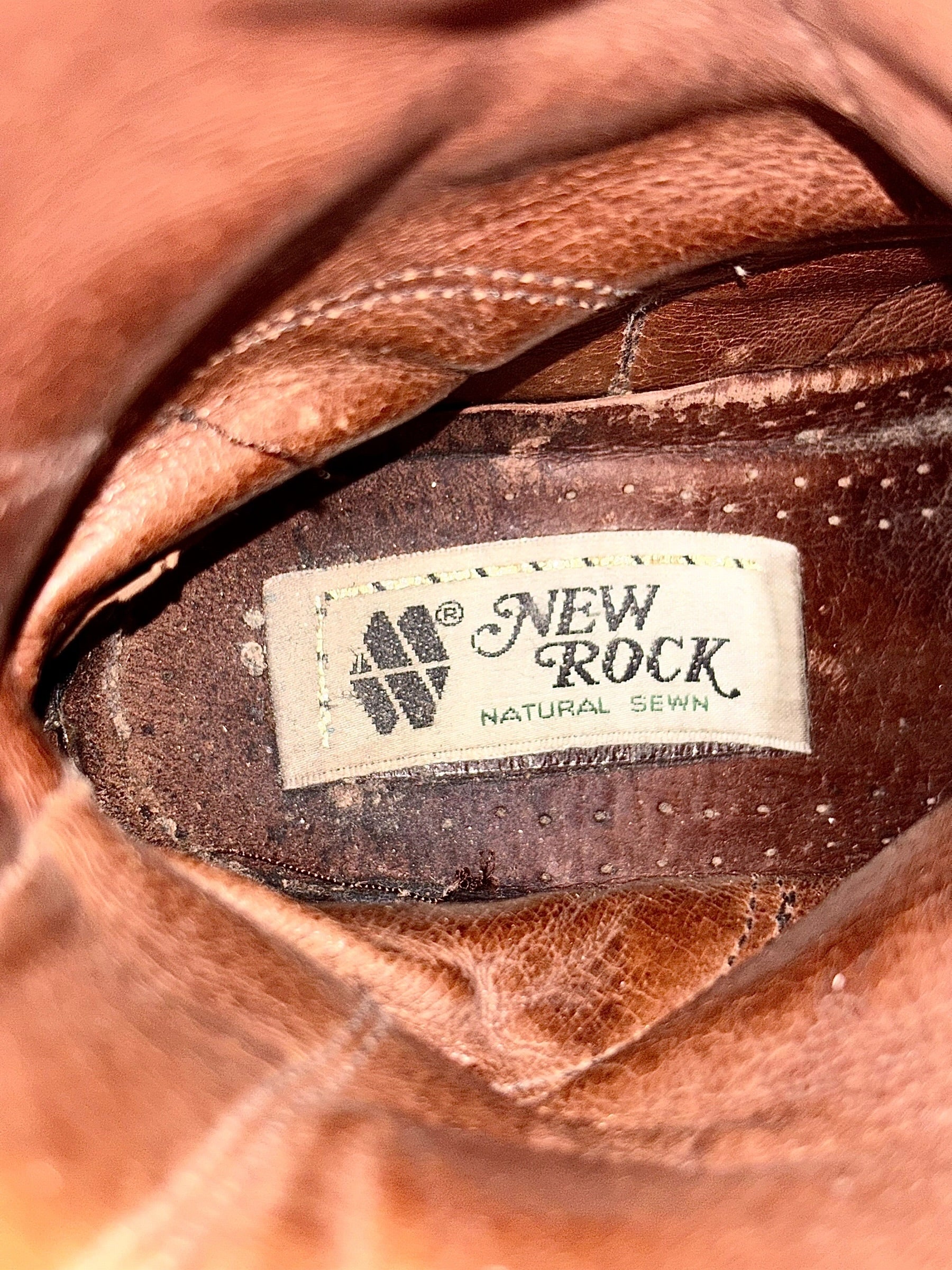 Vintage New Rock yellow raised heel leather boots size 39