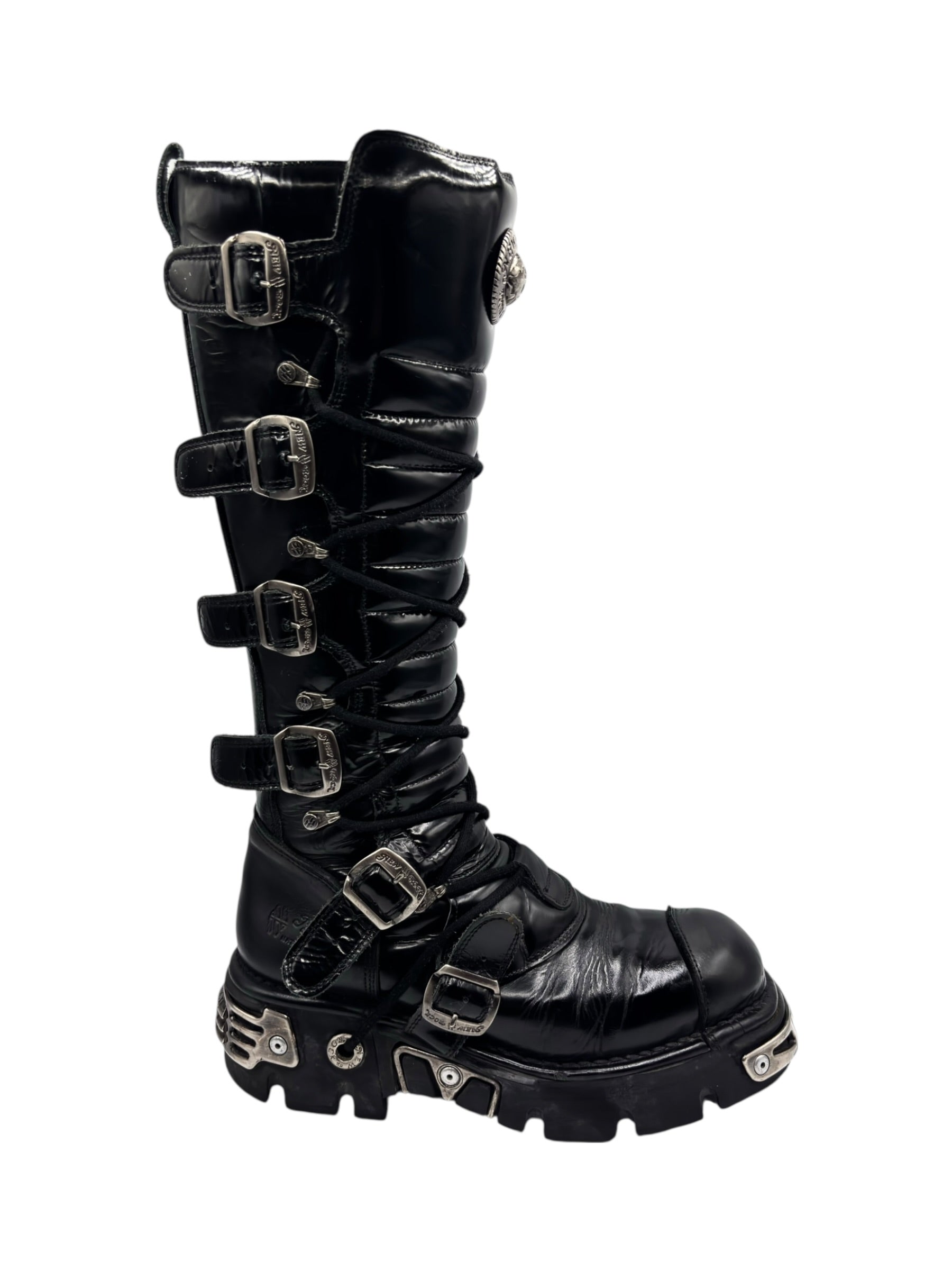 Vintage New Rock knee high reactor leather boots size 42