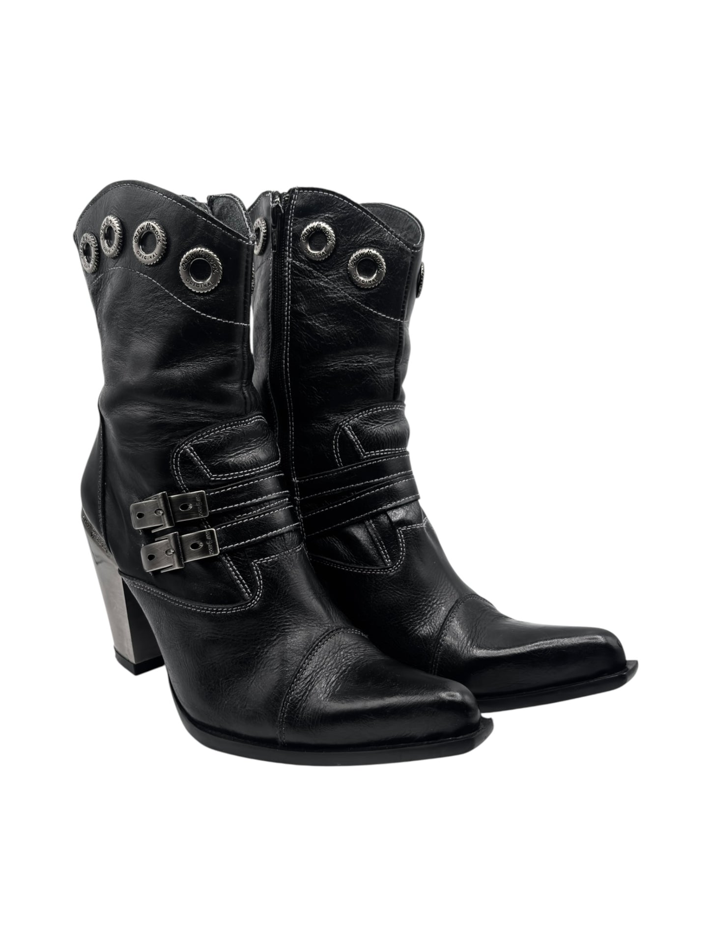 Vintage New Rock leather witch heels size 40