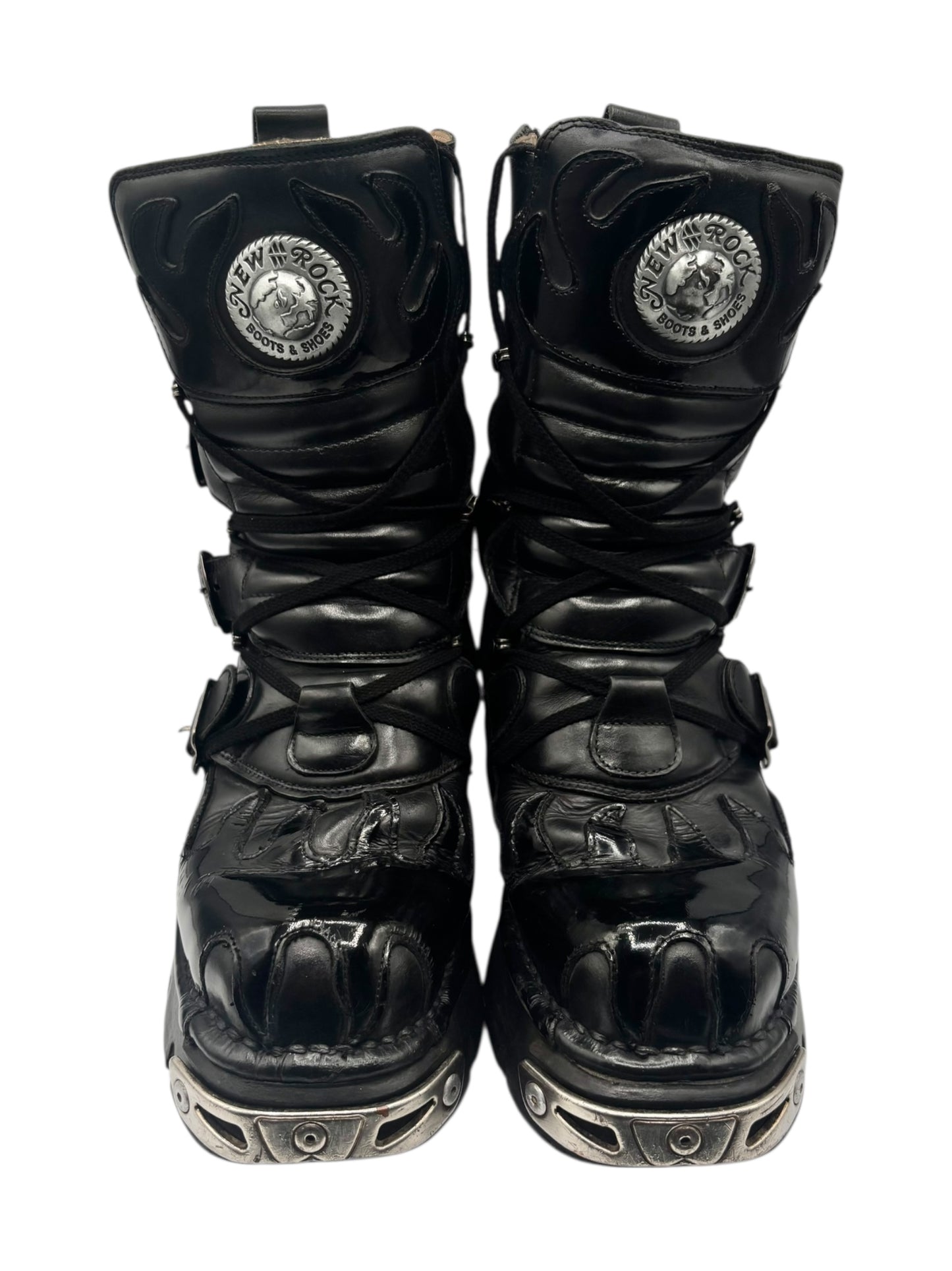 Vintage New Rock mid-calf black flame reactor boots size 40