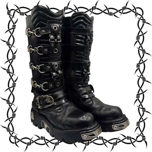 Vintage New Rock knee high reactor leather boots size 41