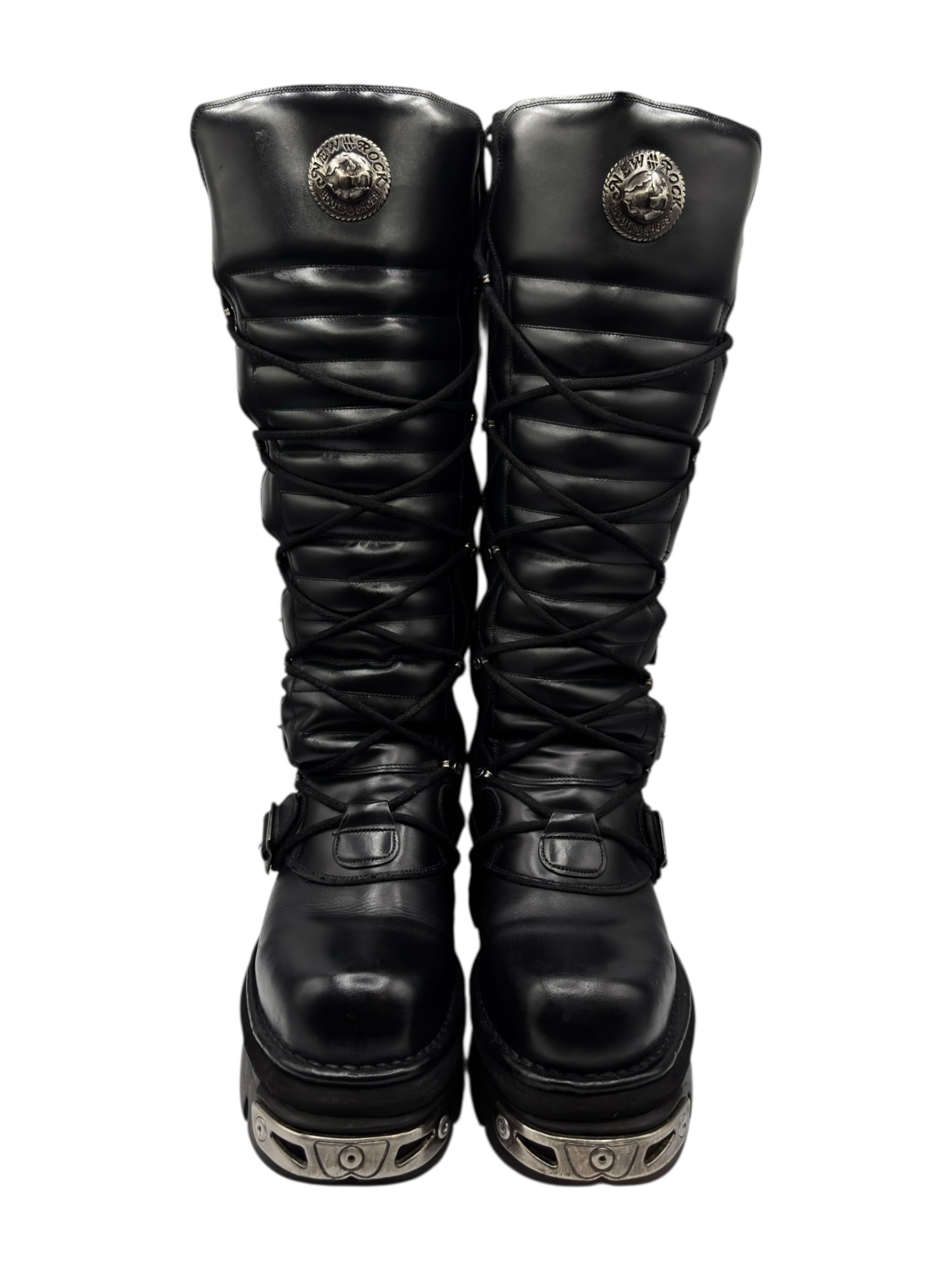 Vintage New Rock knee high reactor leather boots size 41