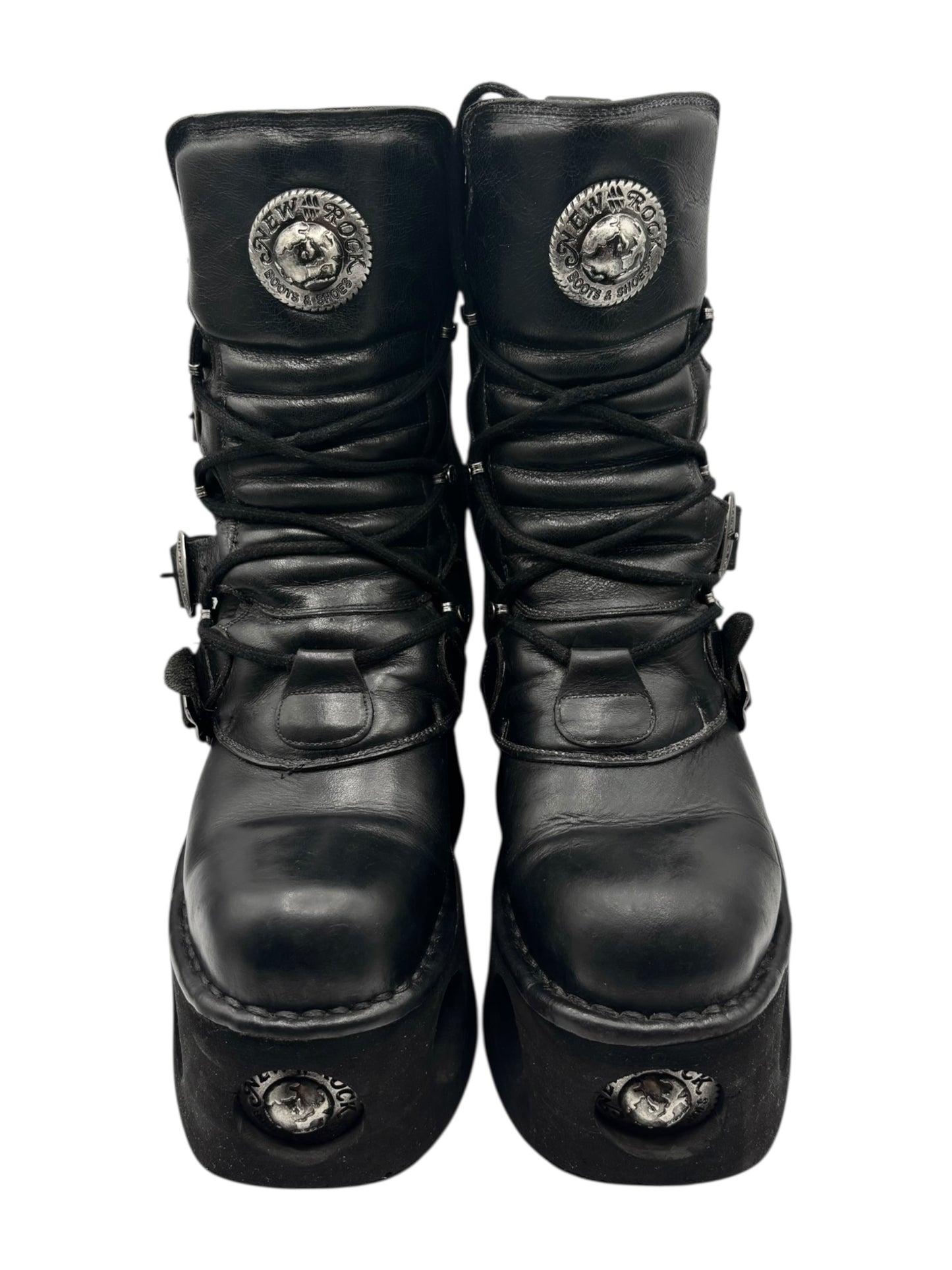 Vintage New Rock mid-calf leather Neptuno platform boots size 40