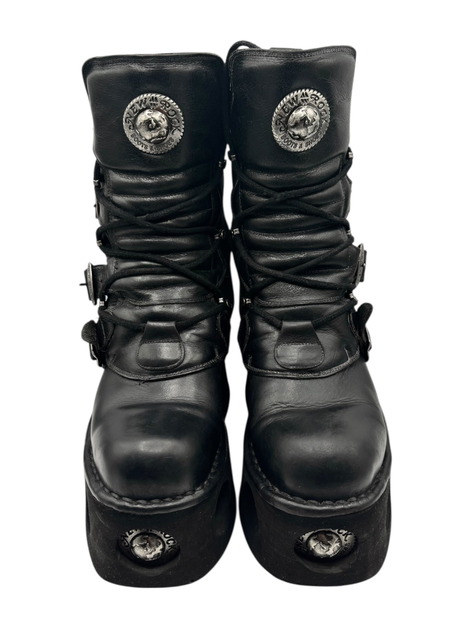 Vintage New Rock mid-calf leather Neptuno platform boots size 40
