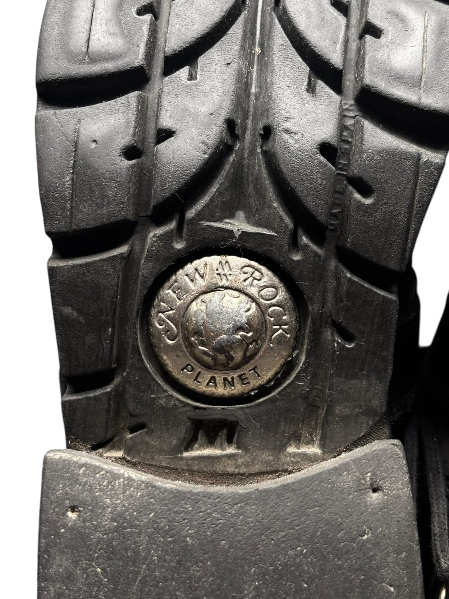 Vintage New Rock buckled raised-heel mid-calf leather boots