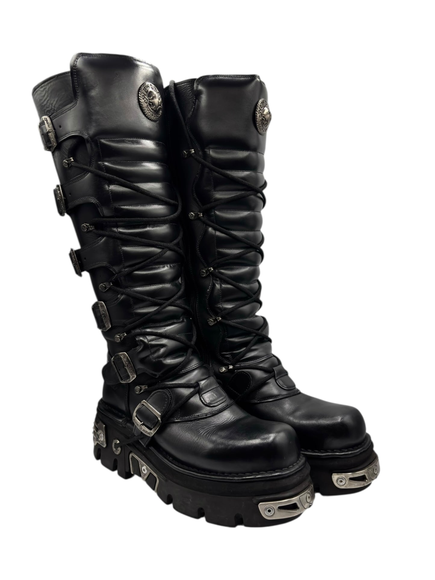 Vintage New Rock knee high reactor leather boots size 41