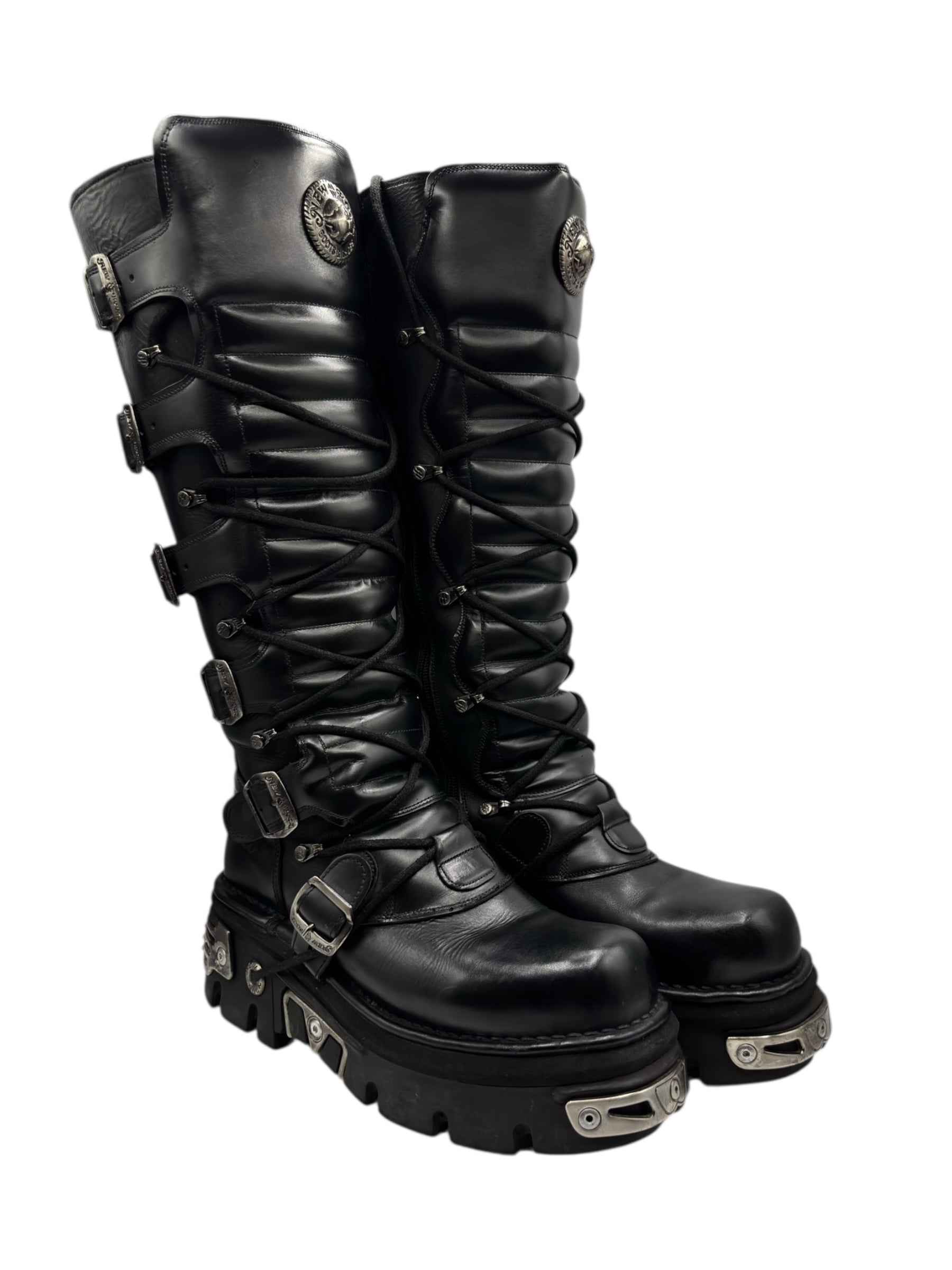 Vintage New Rock knee high reactor leather boots size 41