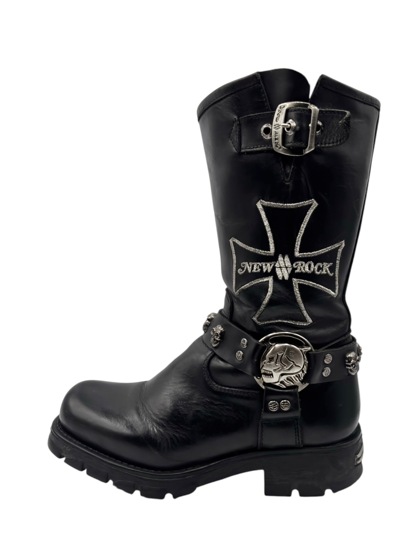 Vintage New Rock leather biker boots size 40