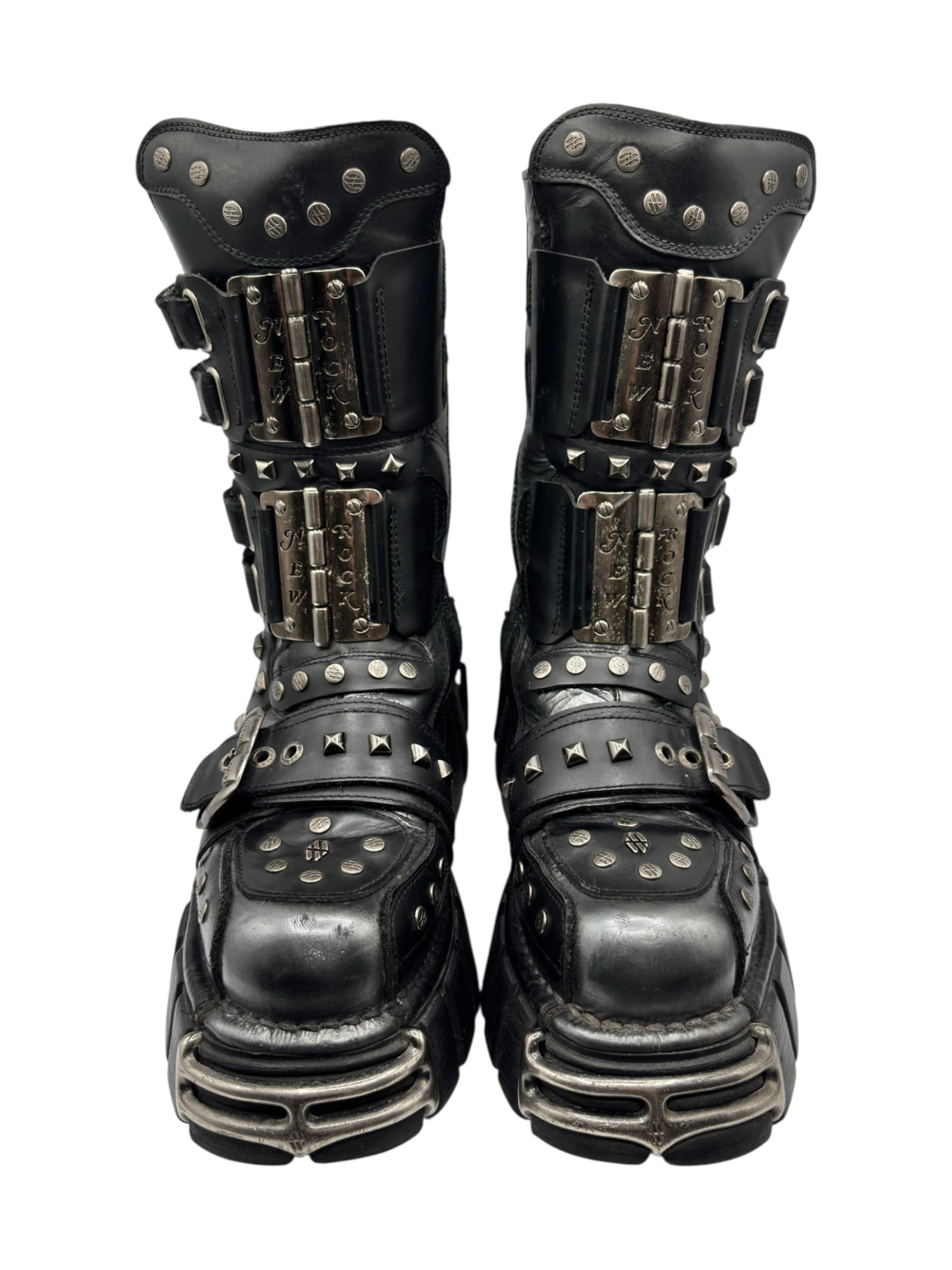 Vintage New Rock studded mid-calf platform boots size 39