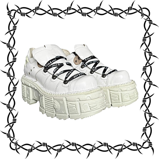 New Rock white M-TANK leather platform boots size 45