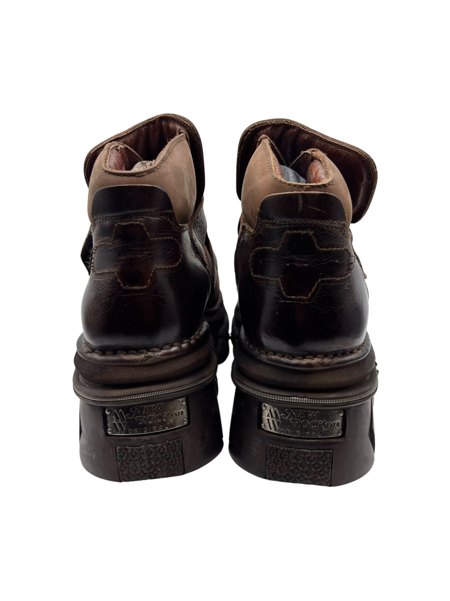 Vintage New Rock brown buckle platform boots size 45