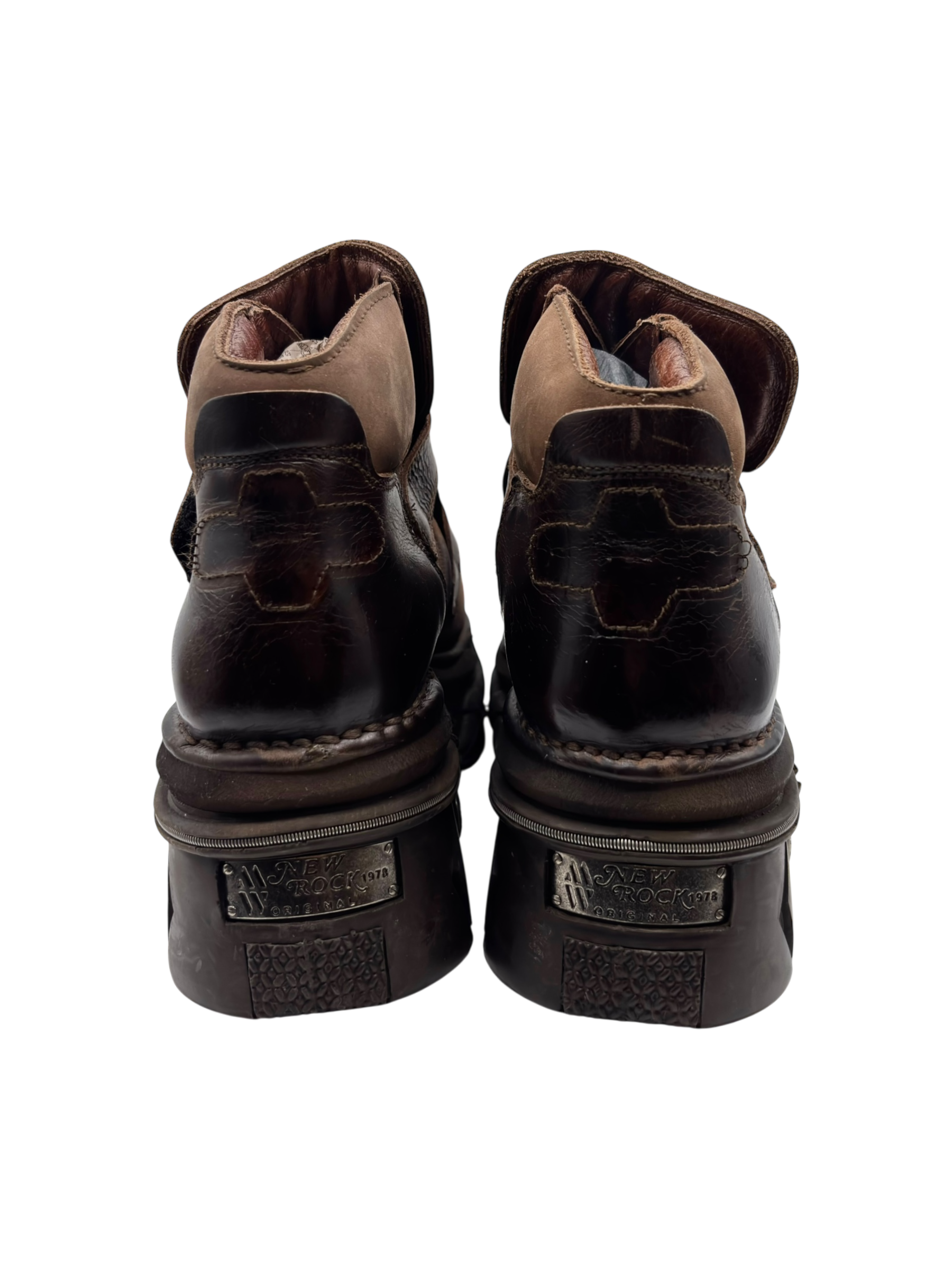 Vintage New Rock brown buckle platform boots size 45