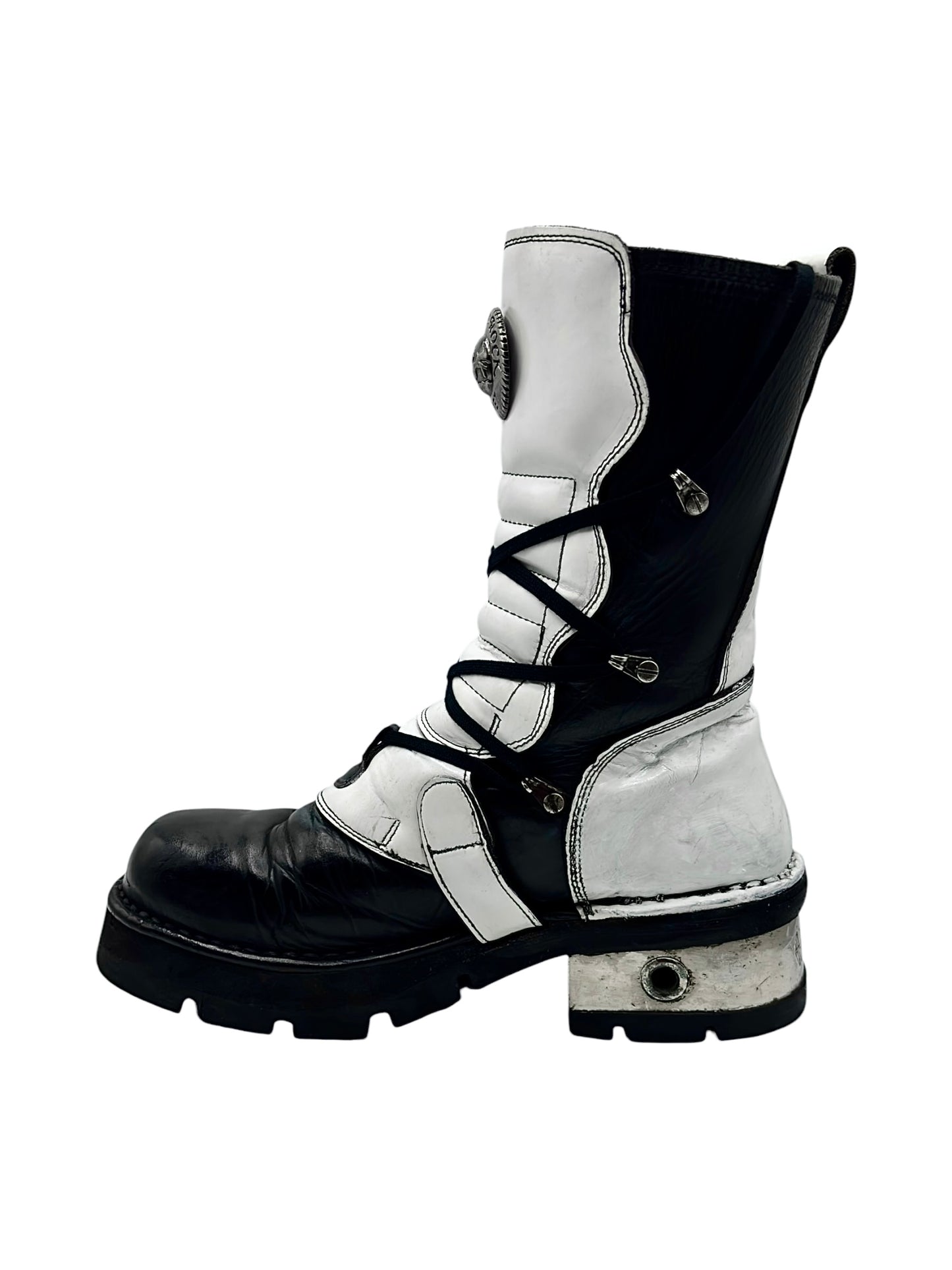 Vintage New Rock white black boots size 42