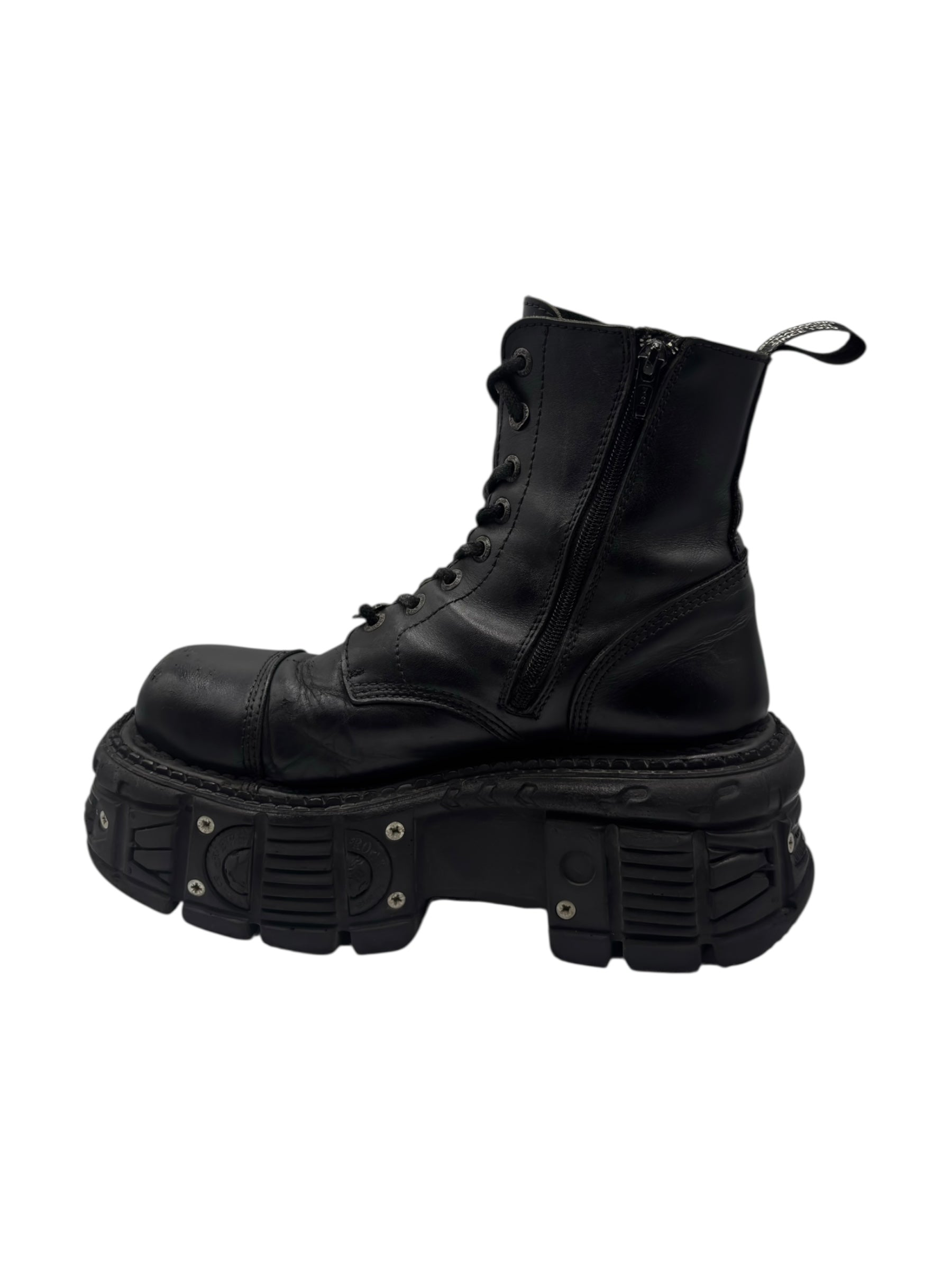 New Rock techno lace-up leather platform boots size 41