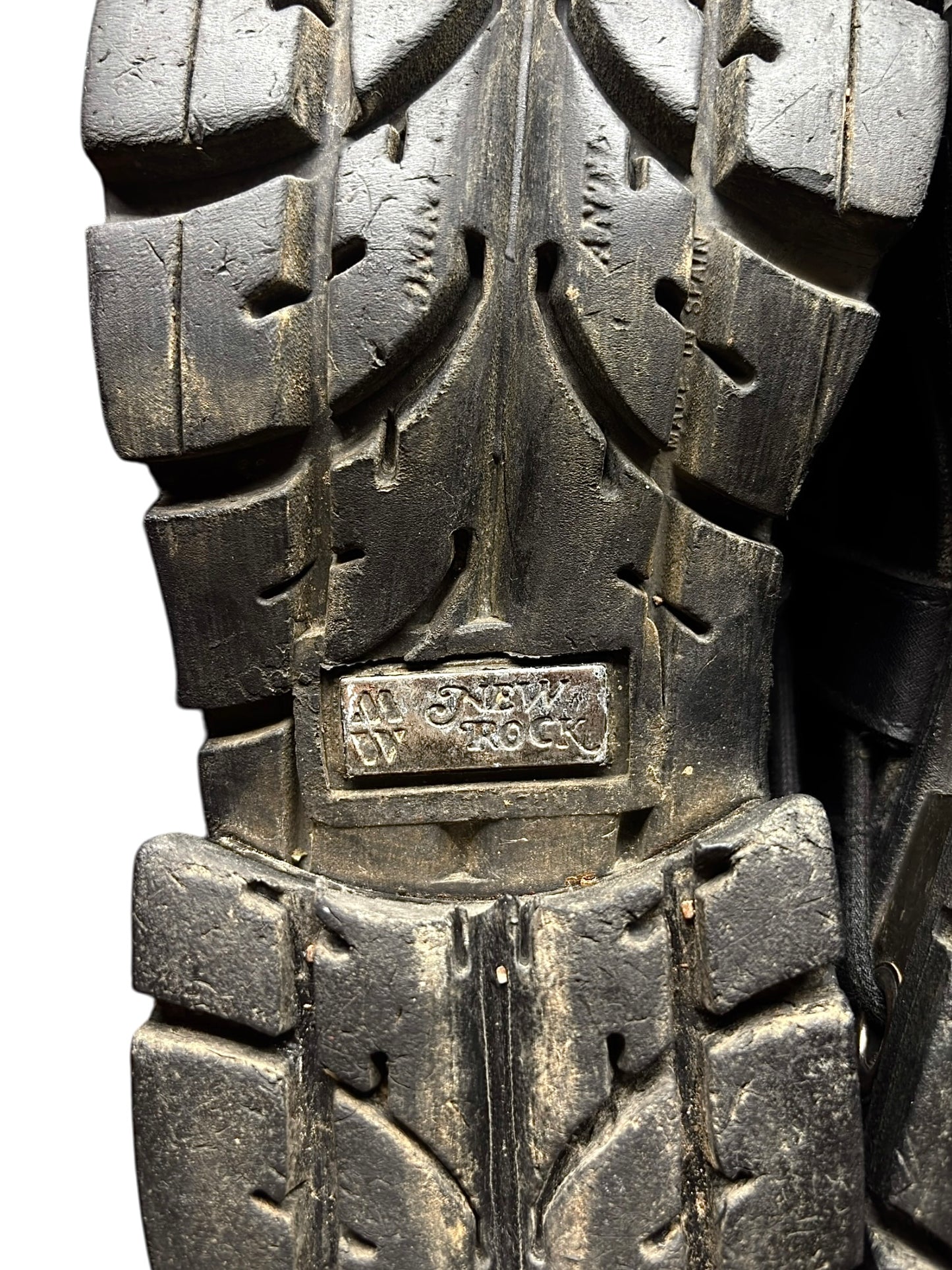 Vintage New Rock buckled raised-heel mid-calf leather boots size 42