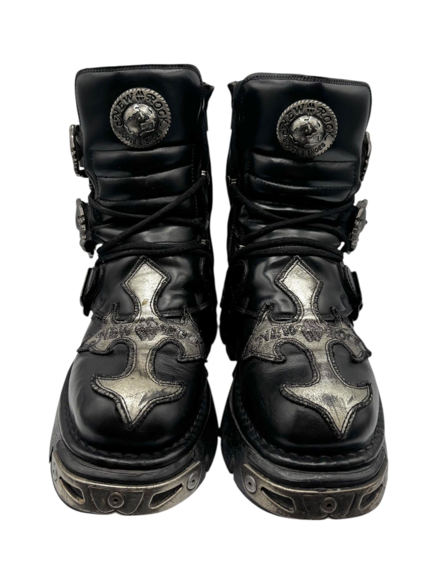 Vintage New Rock cross reactor leather platform boots size 39