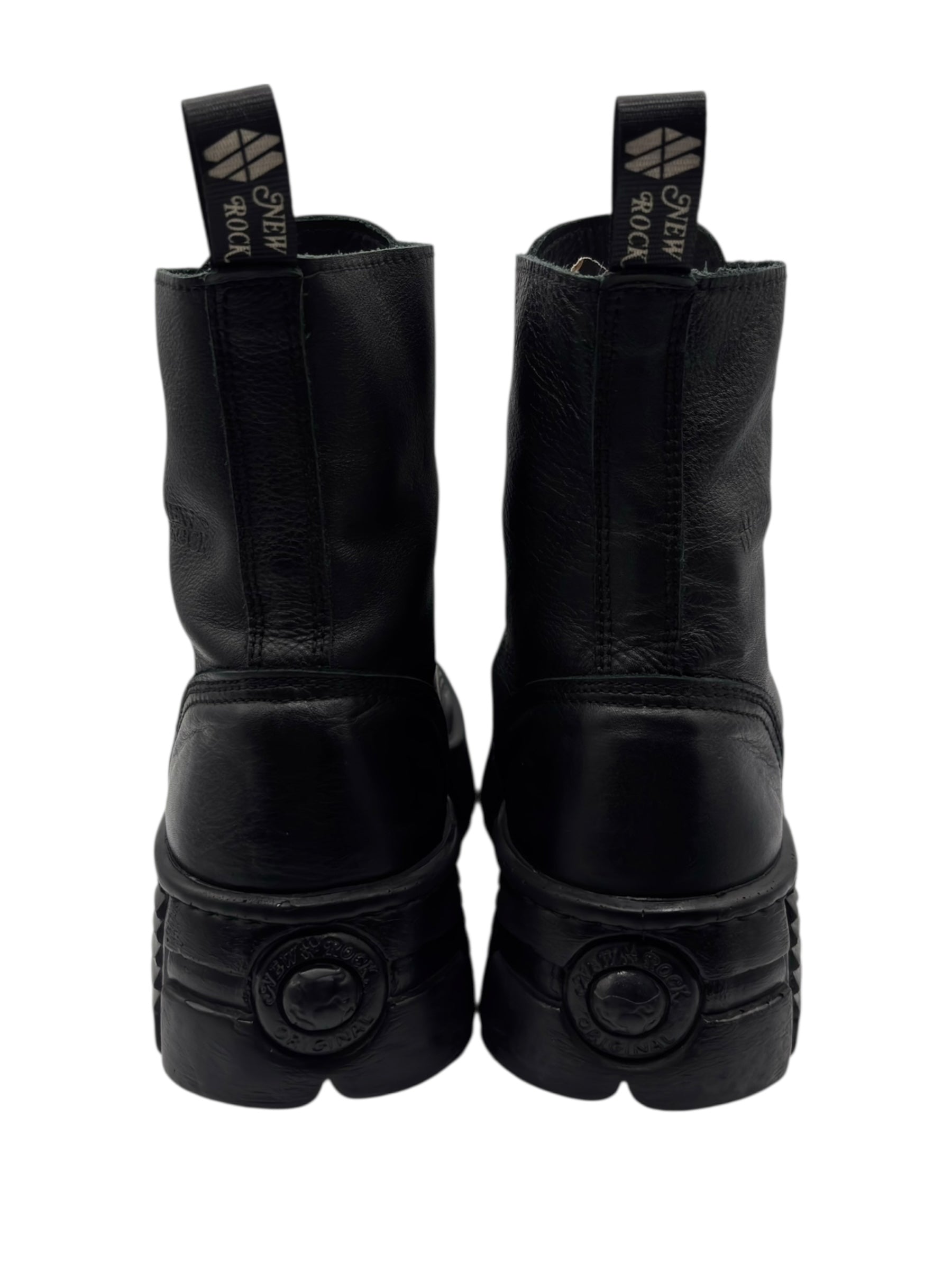 New Rock mili lace-up leather platform boots size 38