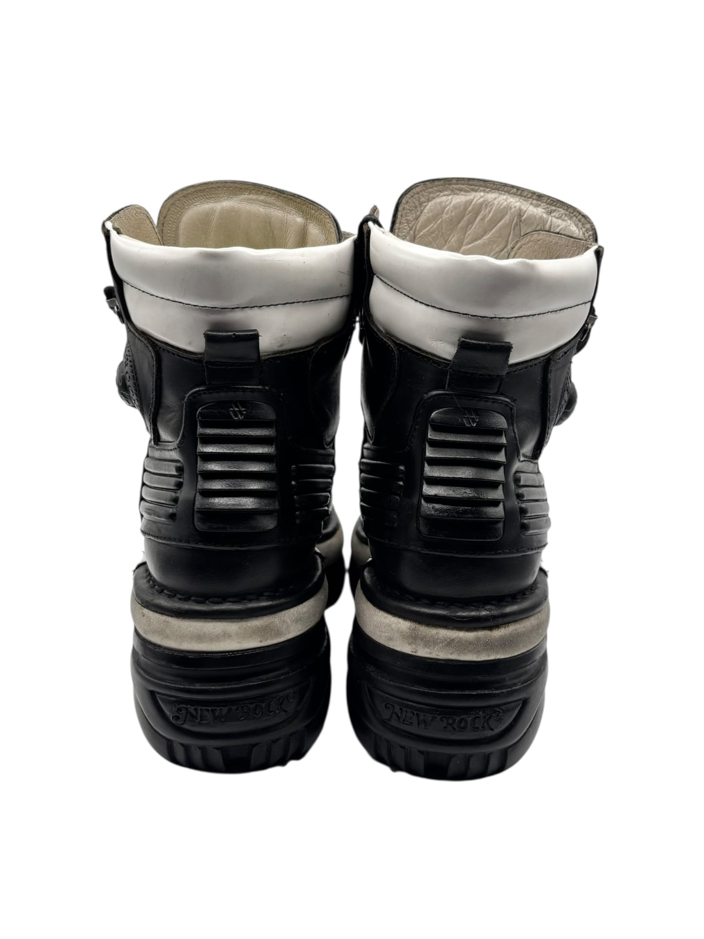 Vintage New Rock black and white leather platform boots