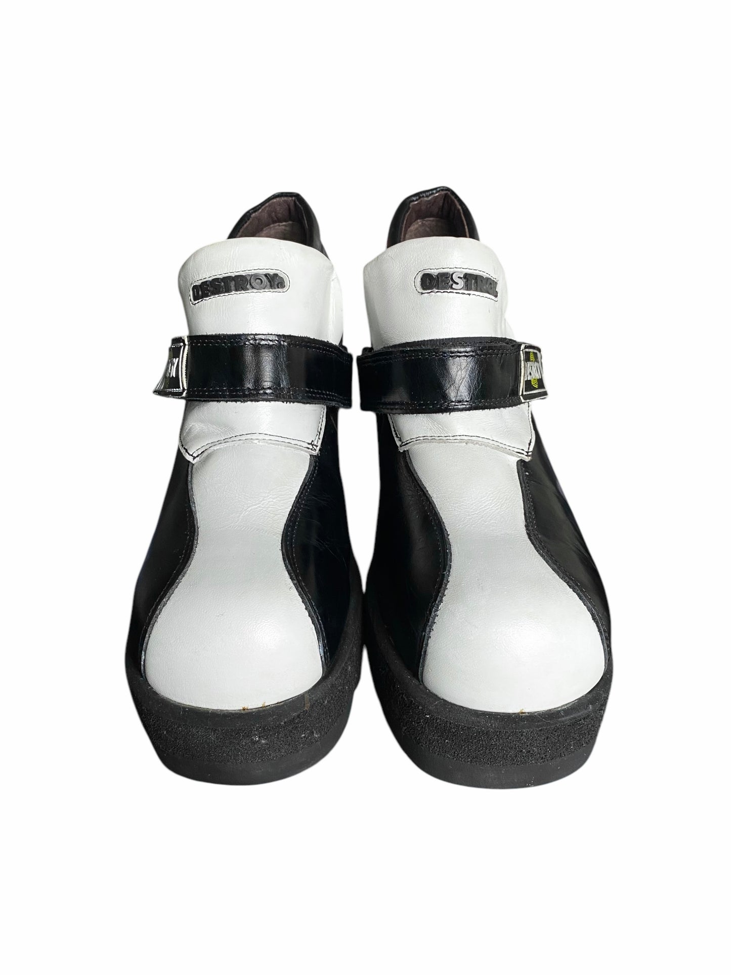 Vintage Destroy black and white leather loafers size 40