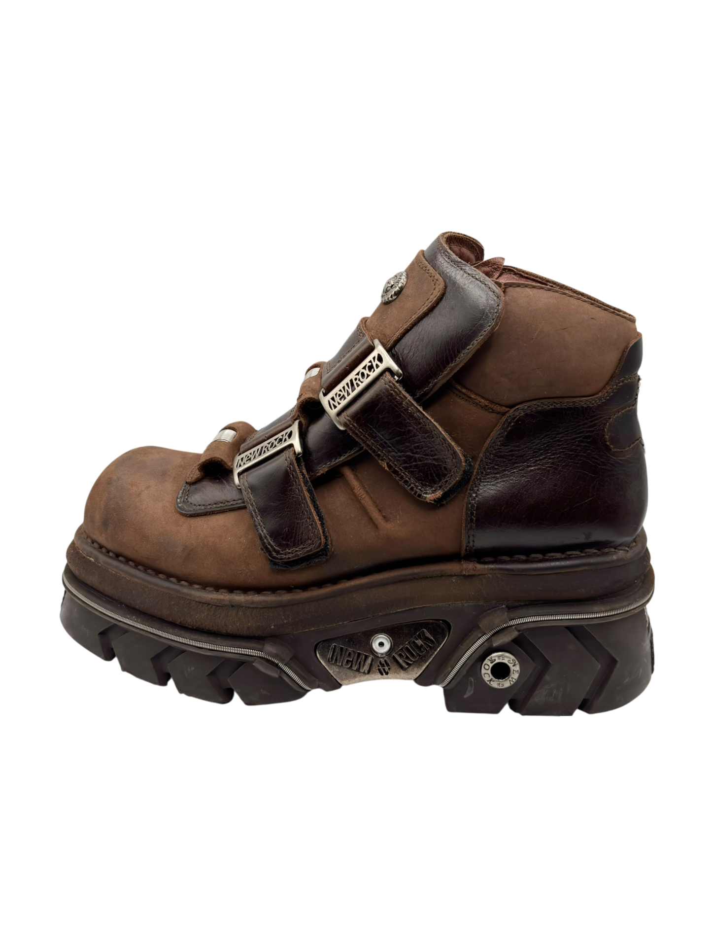 Vintage New Rock brown buckle platform boots size 45