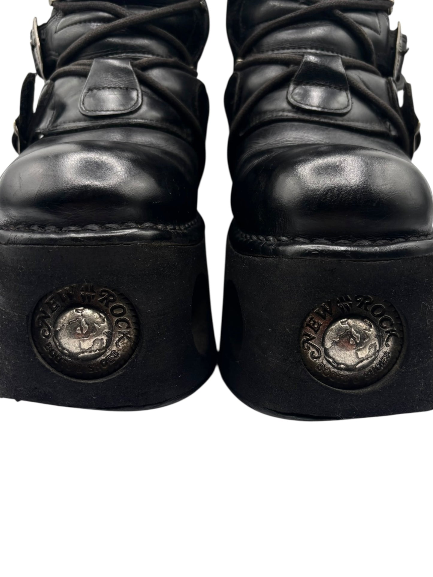Vintage 90s New Rock mid-calf leather Neptuno platform boots size 40