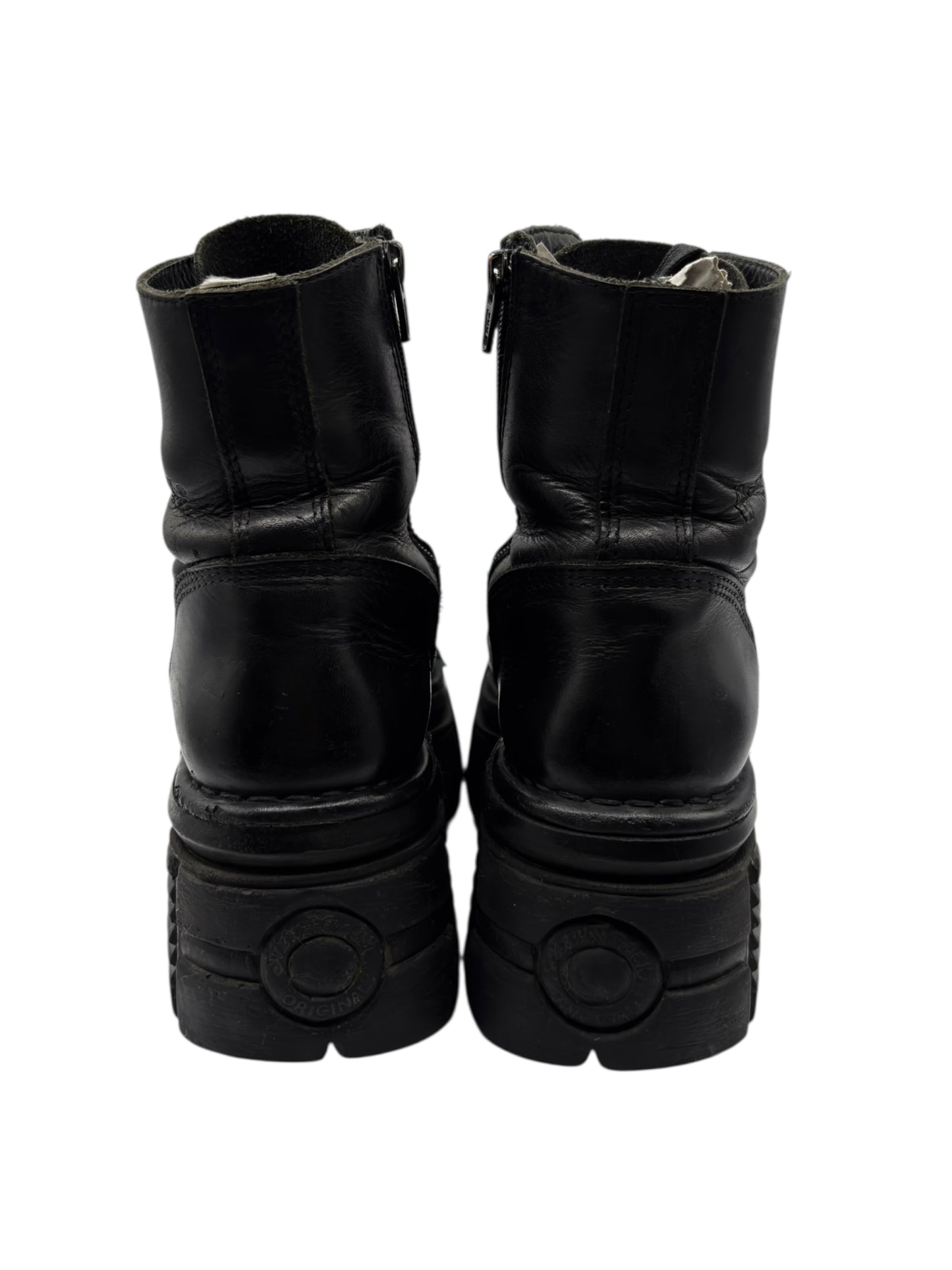 New Rock mili lace-up leather platform boots size 37