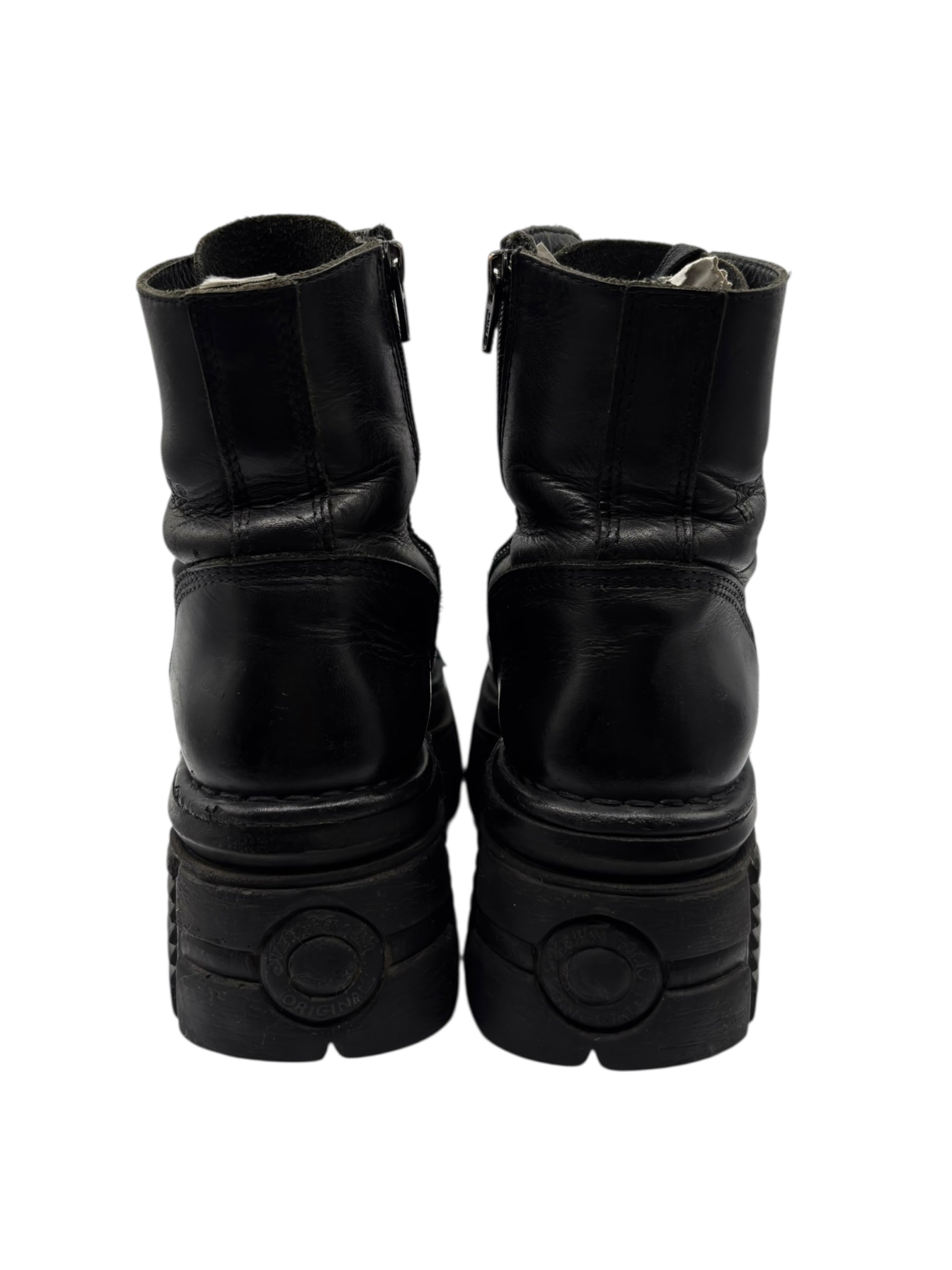 New Rock mili lace-up leather platform boots size 37