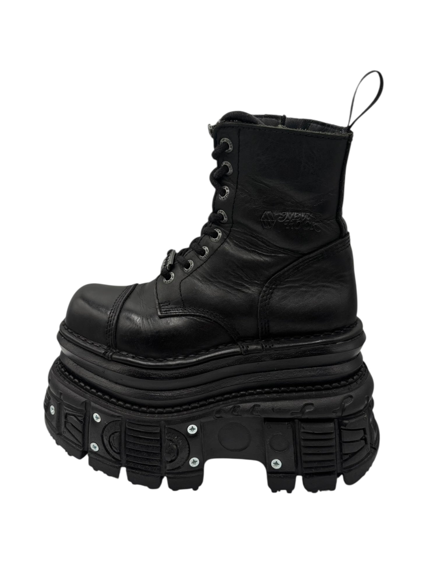 Vintage New Rock mega platform techno leather boots size 36