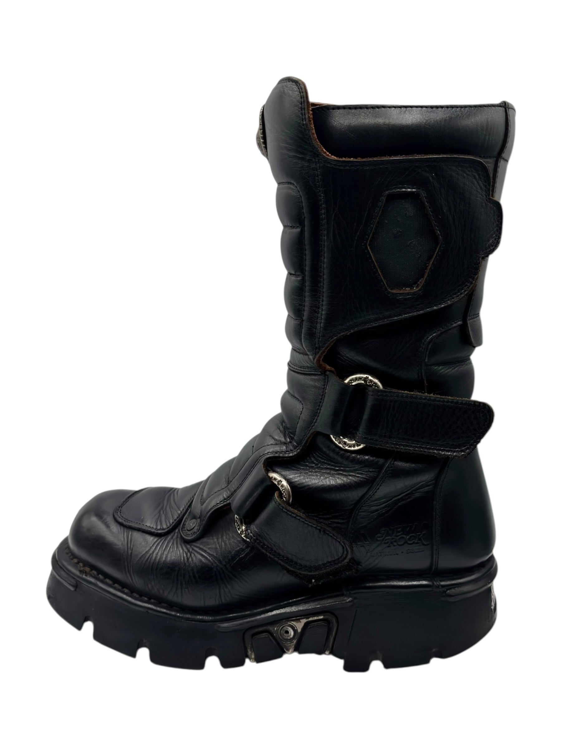 Vintage New Rock mid-calf black leather boots size 42