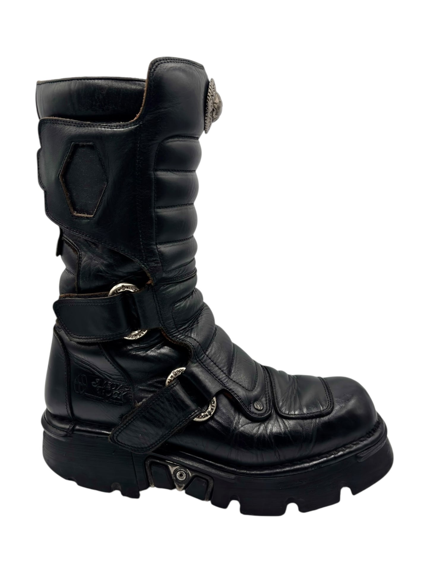 Vintage New Rock mid-calf black leather boots size 42