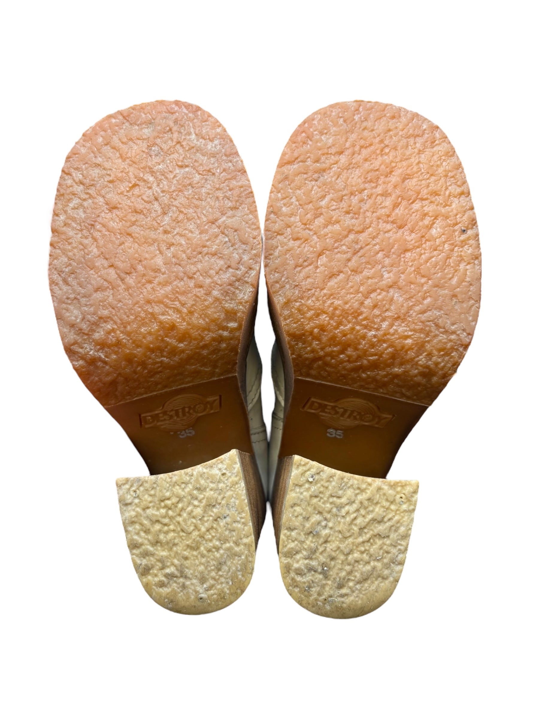 Beautiful vintage 90s Destroy ankle cream block platform boots size 35