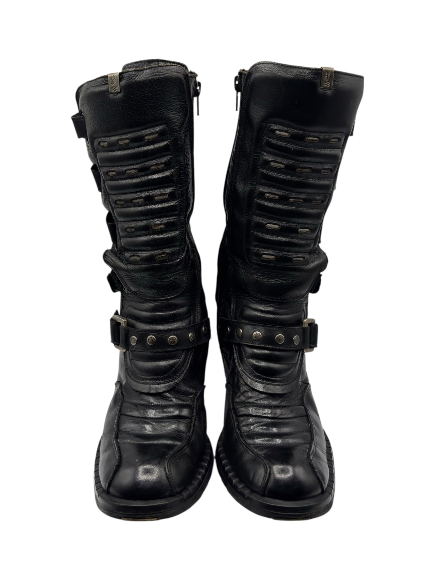 Vintage New Rock biker mid-calf leather boots