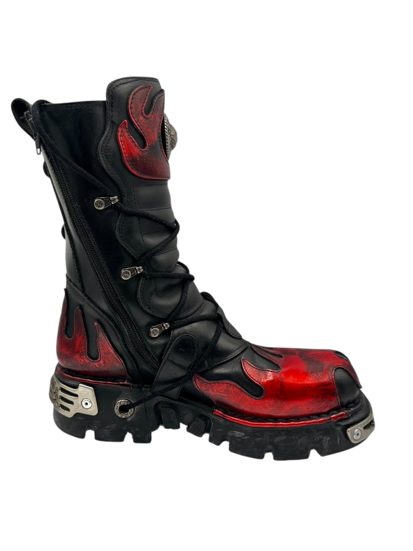 Rare vintage New Rock ruby red reactor leather boots size 38