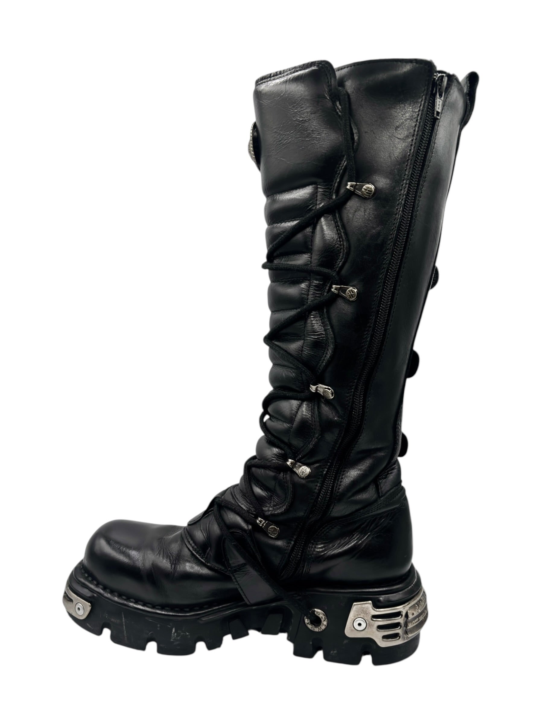 Vintage New Rock knee high reactor leather boots size 41