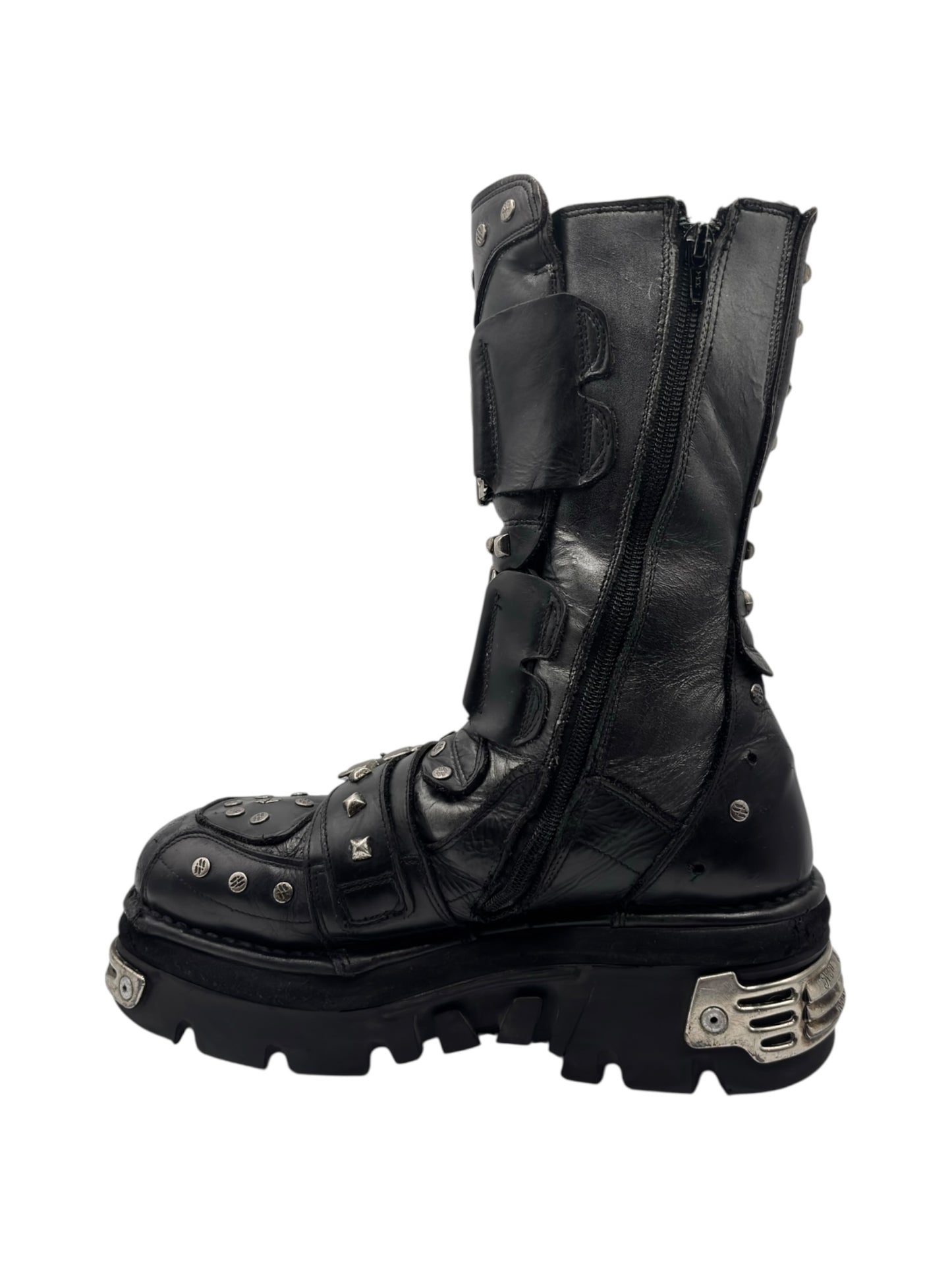 Vintage New Rock studded platform leather boots