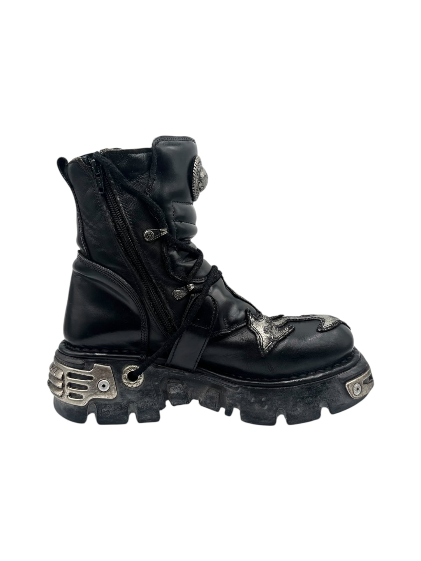 Vintage New Rock cross reactor leather platform boots size 39