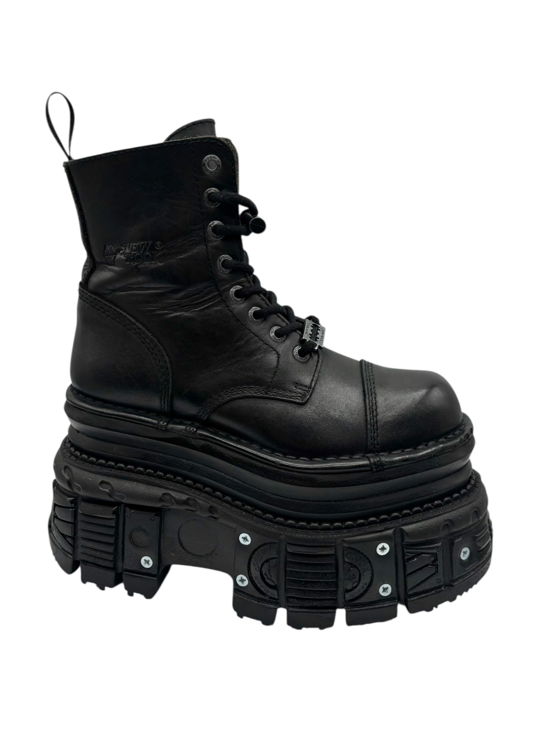 New Rock mega platform techno leather boots size 38