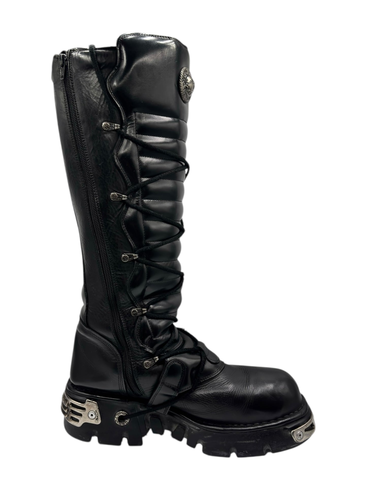 Vintage New Rock knee high reactor leather boots size 44