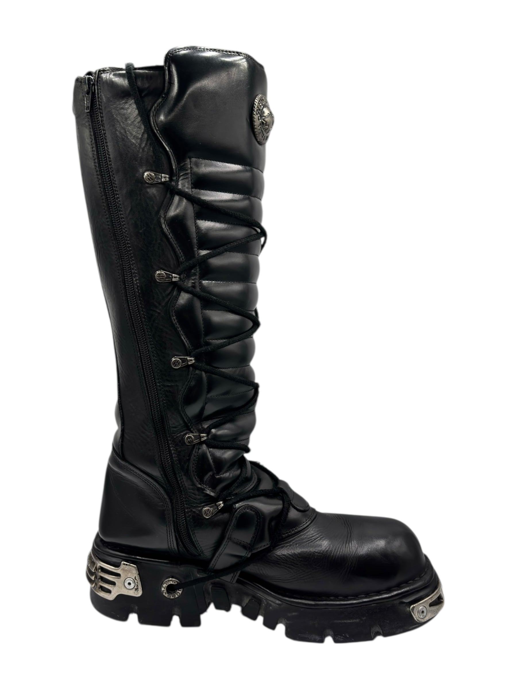 Vintage New Rock knee high reactor leather boots size 44
